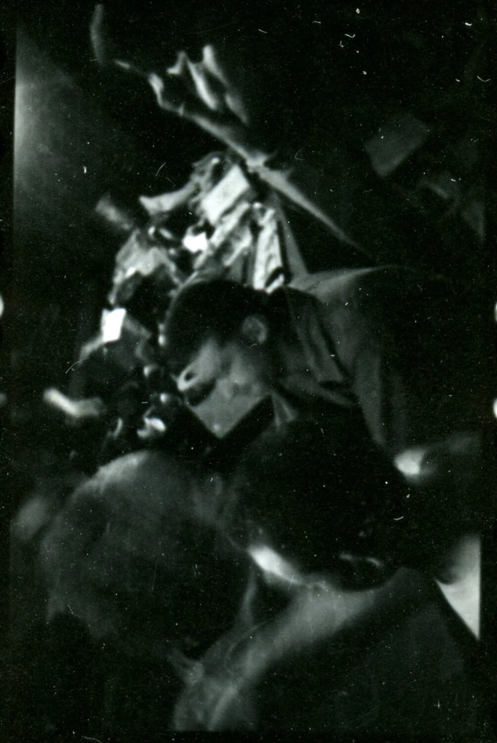 Nighttime Candid Photograph, Serviceman in Low Light, CBI Theater, WWII (Underexposed Snapshot)