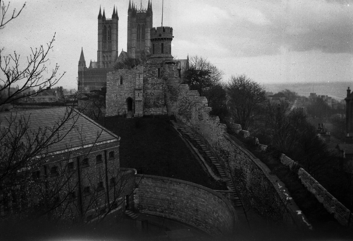 Lincoln Cathedral Viewed from Lincoln Castle, Lincoln, England (WWI Scott Field-England Negatives Collection)