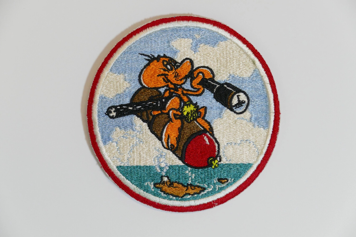 Embroidered U.S. Navy Squadron Patch – Cartoon Bomber Mascot Insignia