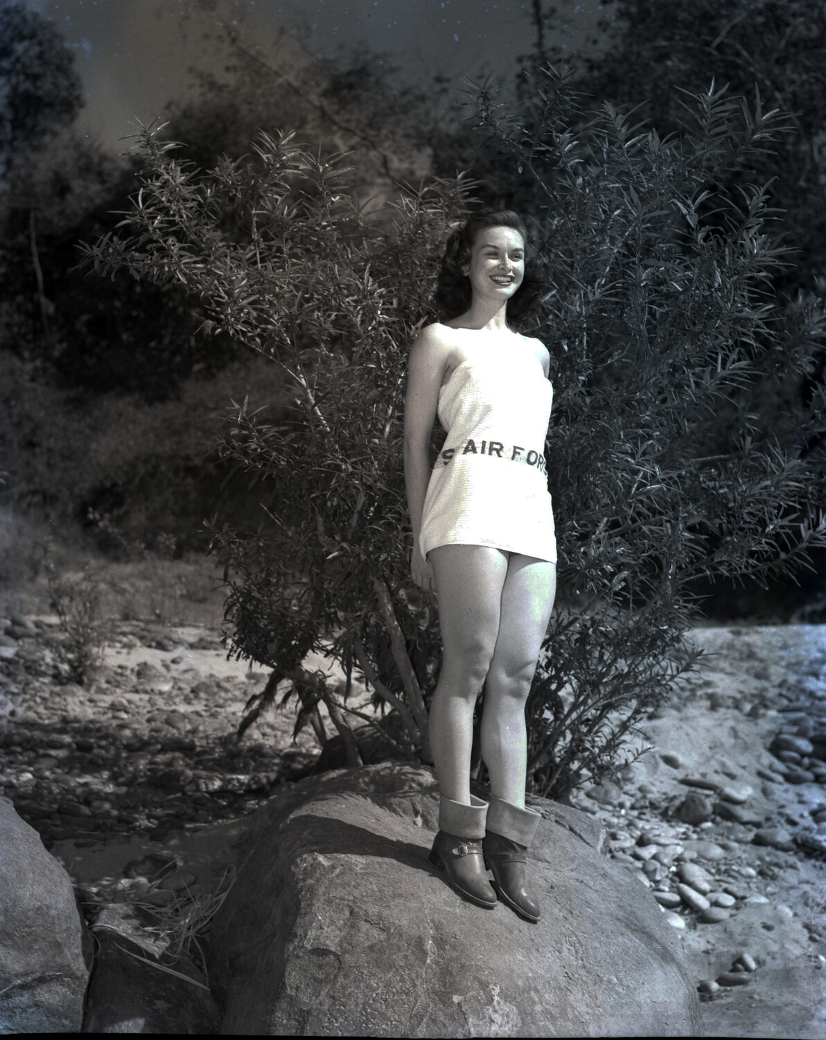 Pin-Up Style Photograph, Woman in 'Air Force' Wrap Garment