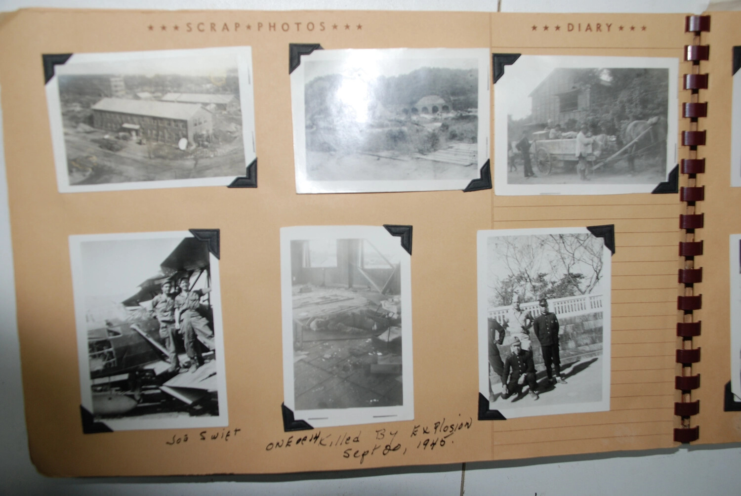 Scrapbook Page: Occupation-Era Snapshots and Diary Notes, Jack T. Kelley 'Service Memories' Album