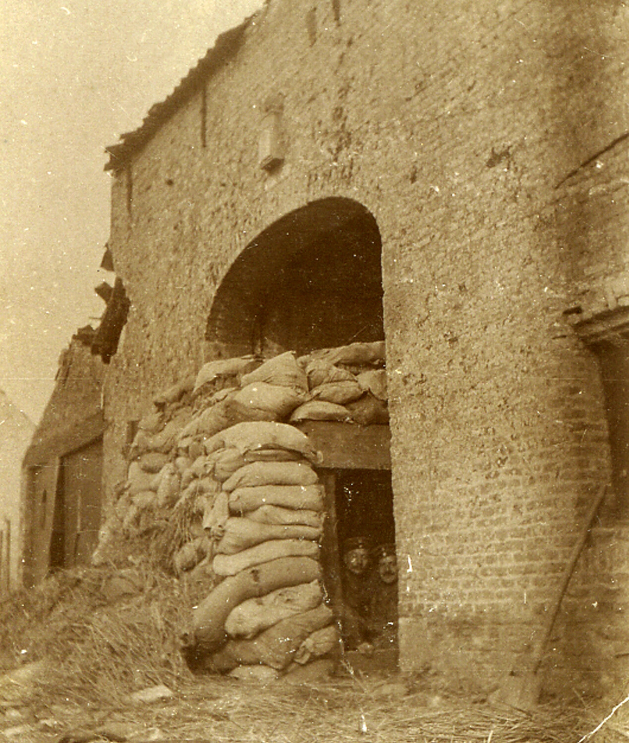 Sandbagged Farmhouse Doorway Fortification, Western Front, World War I