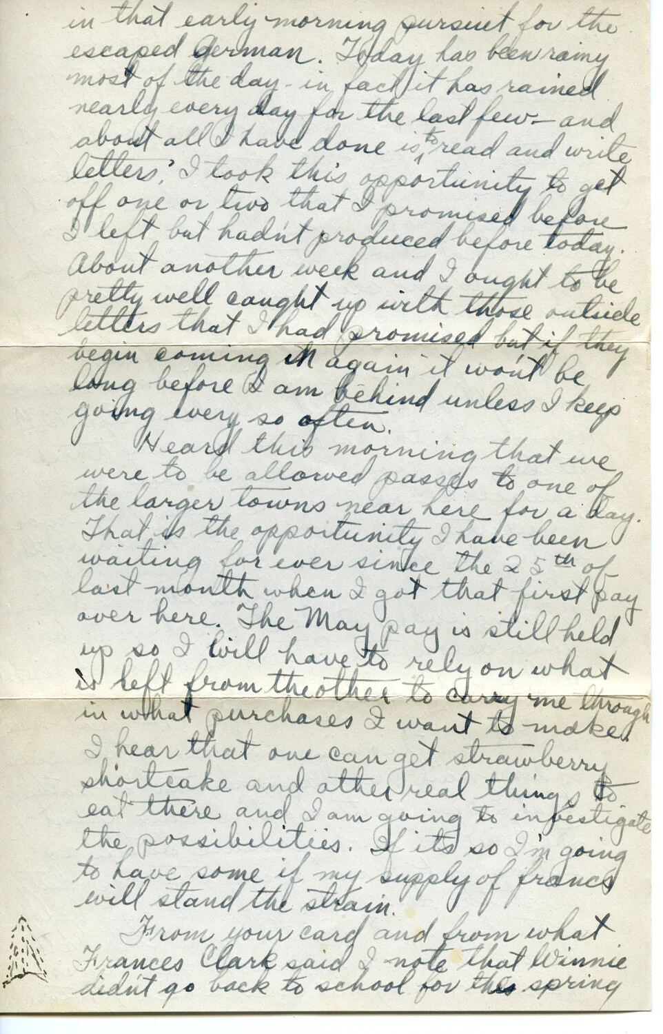 Handwritten WWI Letter from Pvt. Willis W. Wagener, Letter 4, Page C