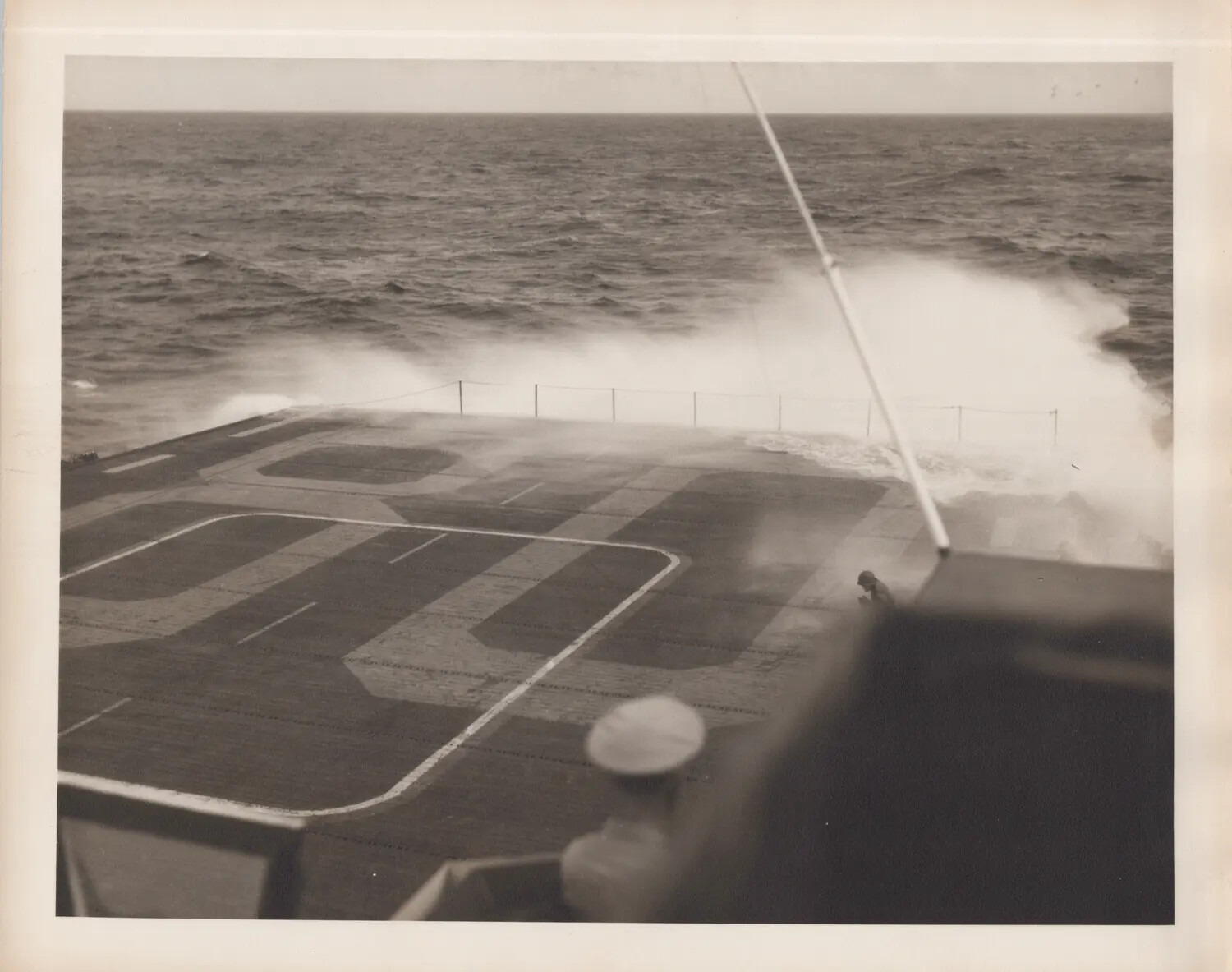 Heavy Sea Breaking Over the Bow of an Aircraft Carrier, WWII Era