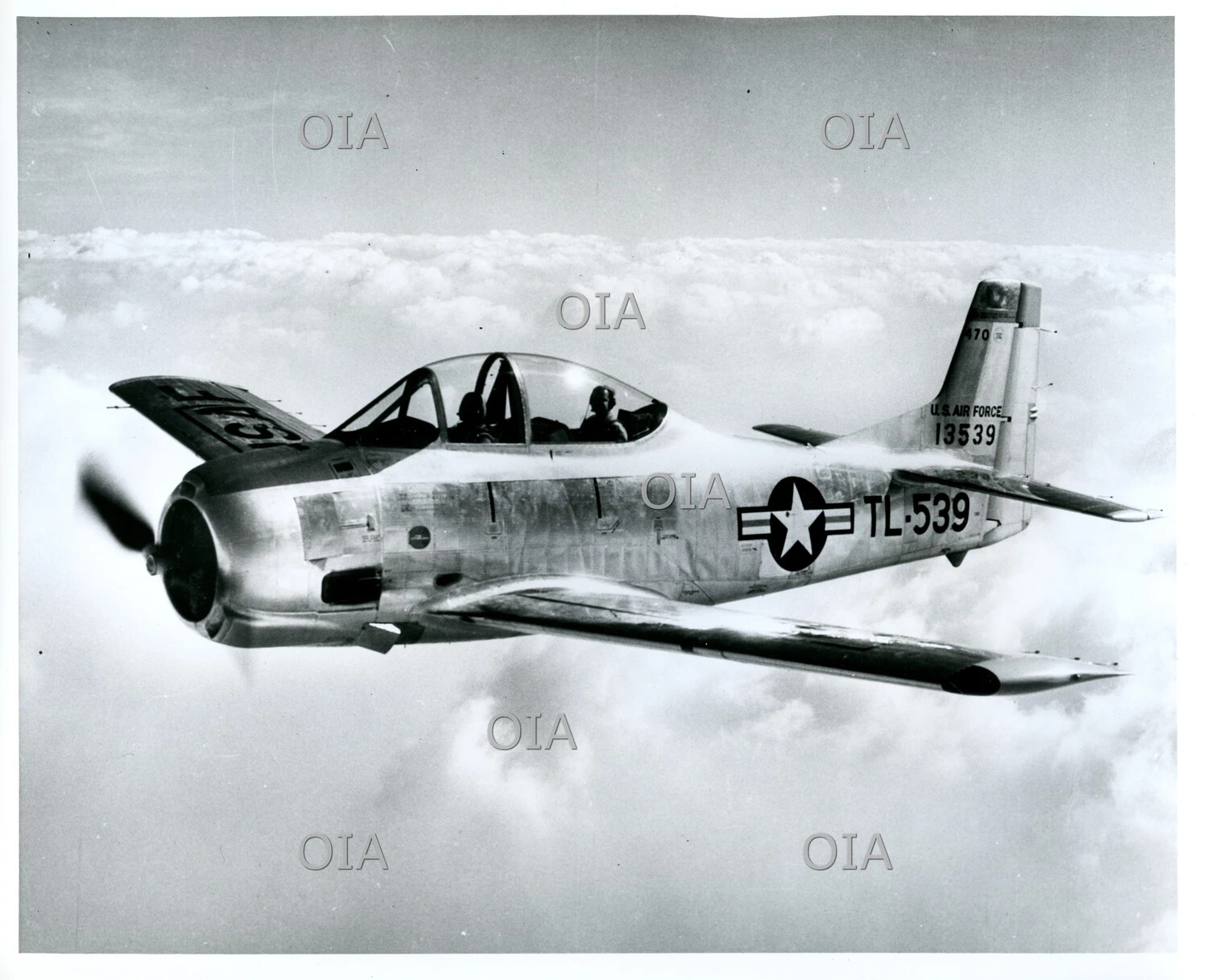 North American T-28 Trojan (TL-539 / Serial 13539) in Flight Above Clouds