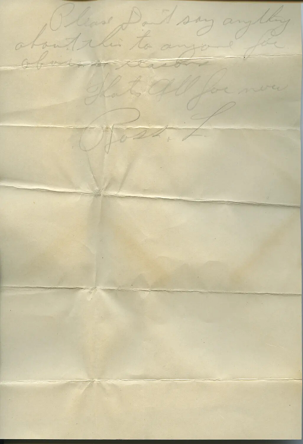 Handwritten WWII-Era Letter Fragment, Pencil on Paper (Moon Correspondence)