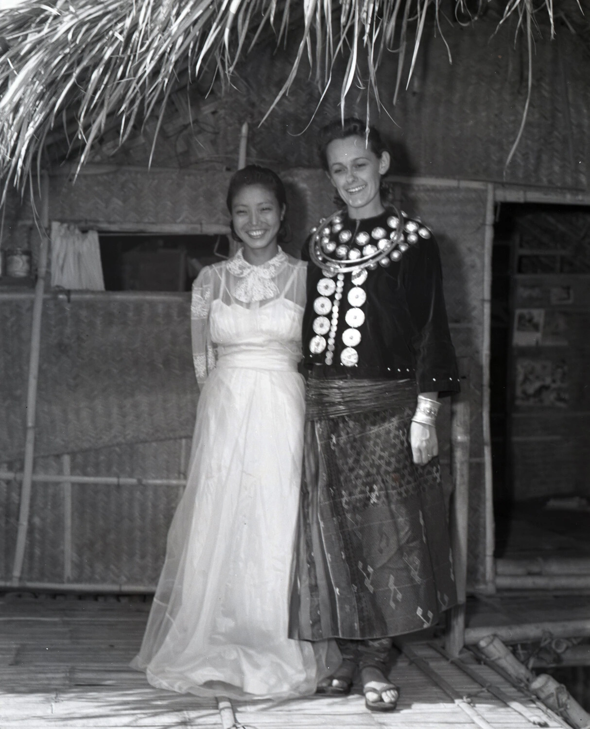 Two Women in Traditional and Western Dress, Karen Church Service, Burma, WWII-Era CBI Collection
