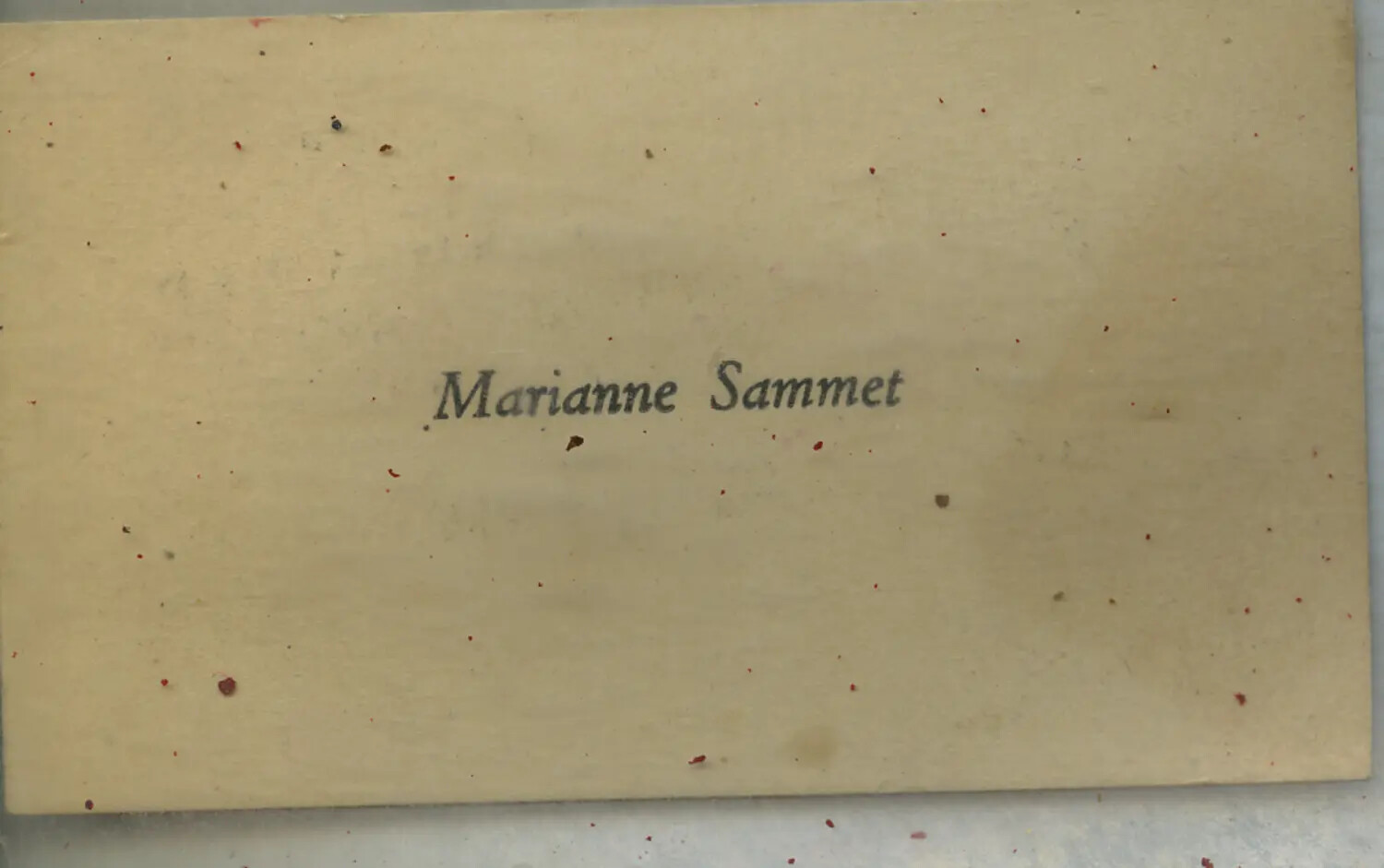 Printed Name Card "Marianne Sammet" - WWII-Era Correspondence Ephemera