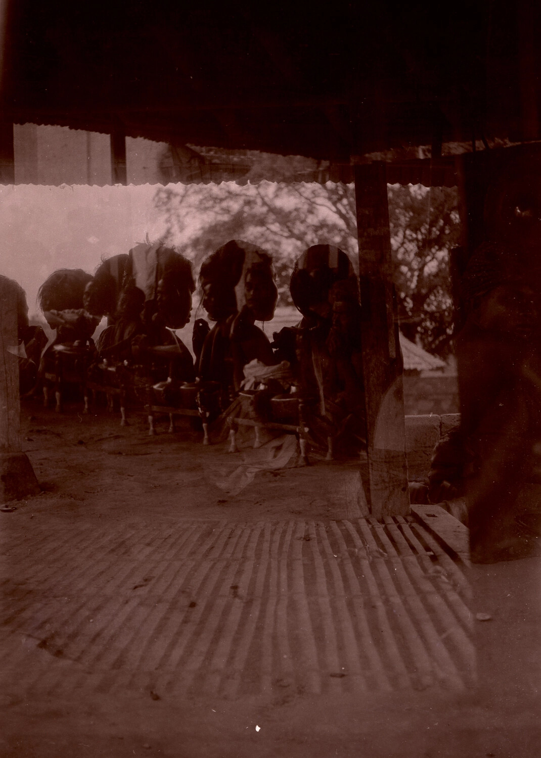 Row of Displayed Heads Beneath a Pavilion, China, 1930s (U.S. Navy-Associated Collection, Pre-WWII)