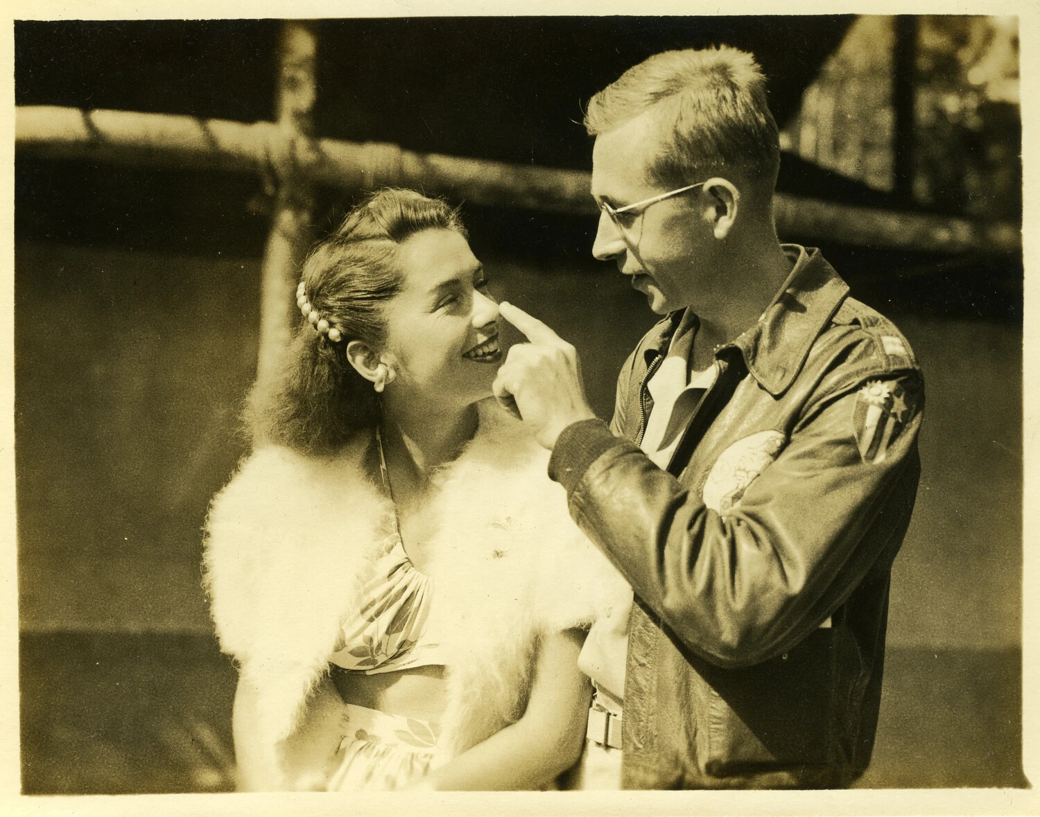 CBI Theater Airman and Companion, Studio Portrait, WWII (Myitkyina/Meroff-McLoughlin Collection)
