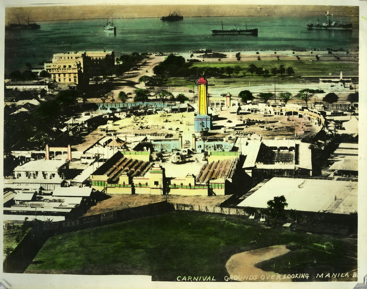 Aerial View of the Manila Carnival Grounds Overlooking Manila Bay, Philippines, Early-to-Mid 20th Century