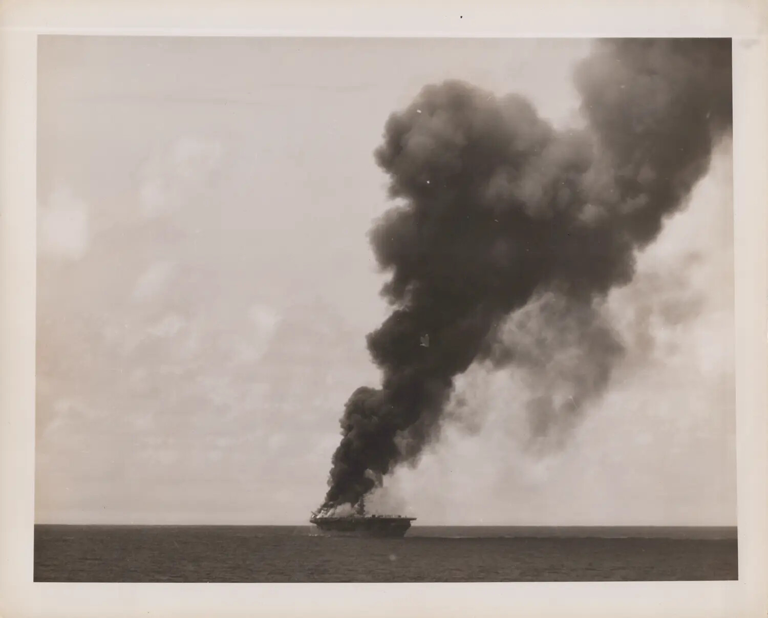 USS Suwannee (CVE-27) Burning After Kamikaze Attack, 26 October 1944