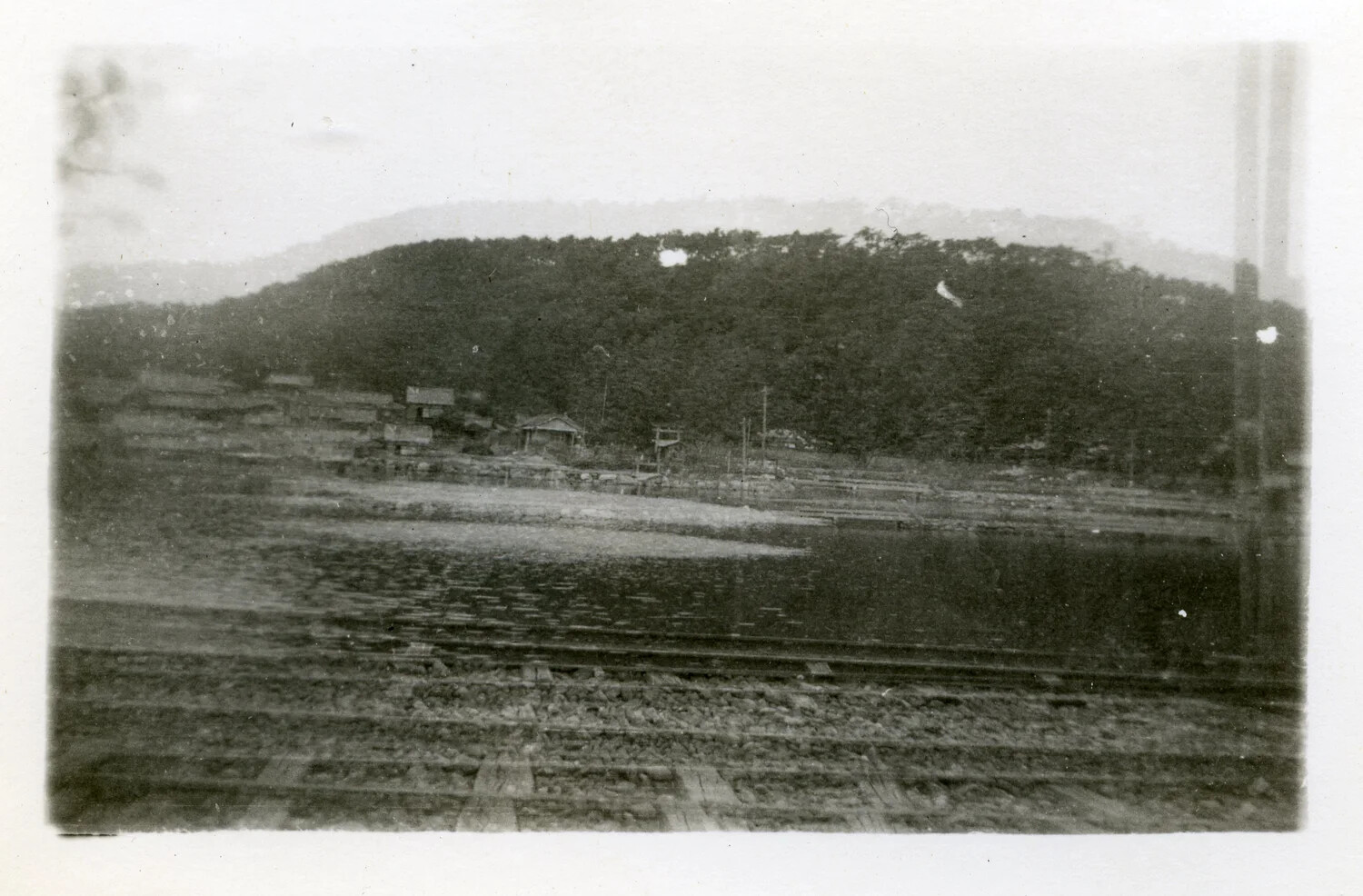 Rural Japanese Landscape Viewed from a Passing Train