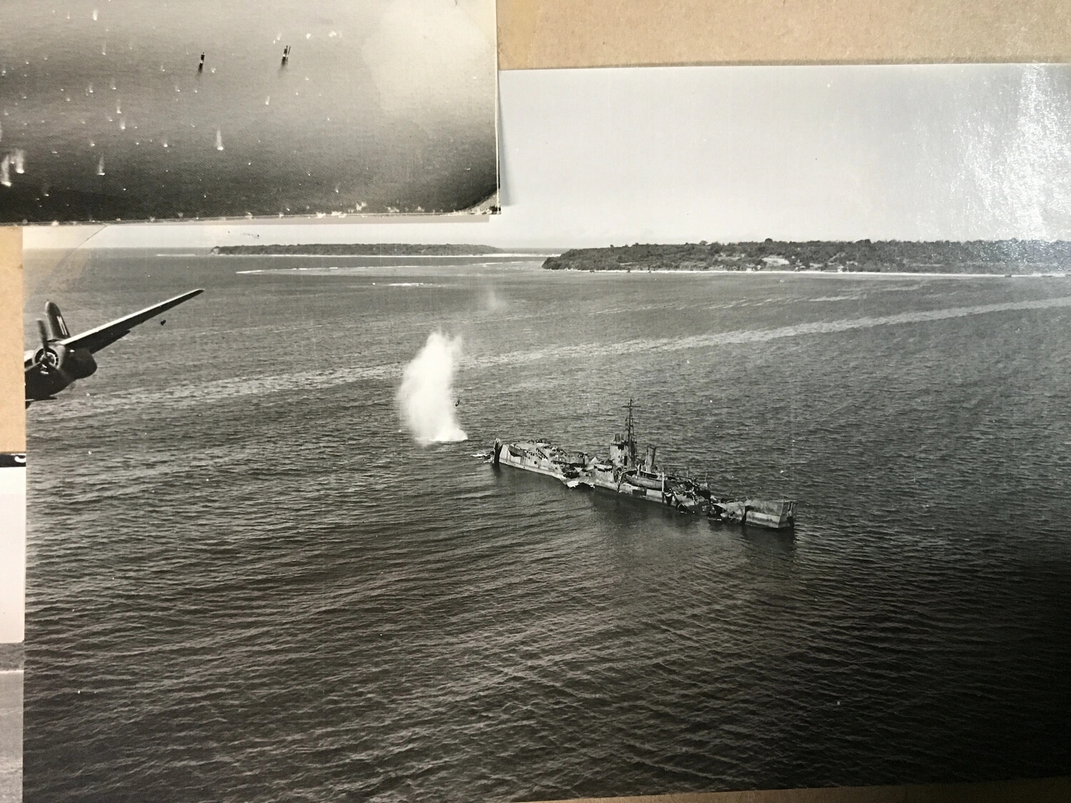 312th Bomb Group Attack Aircraft and Bombed Shipwreck, Philippine Coastal Waters (Album Print)
