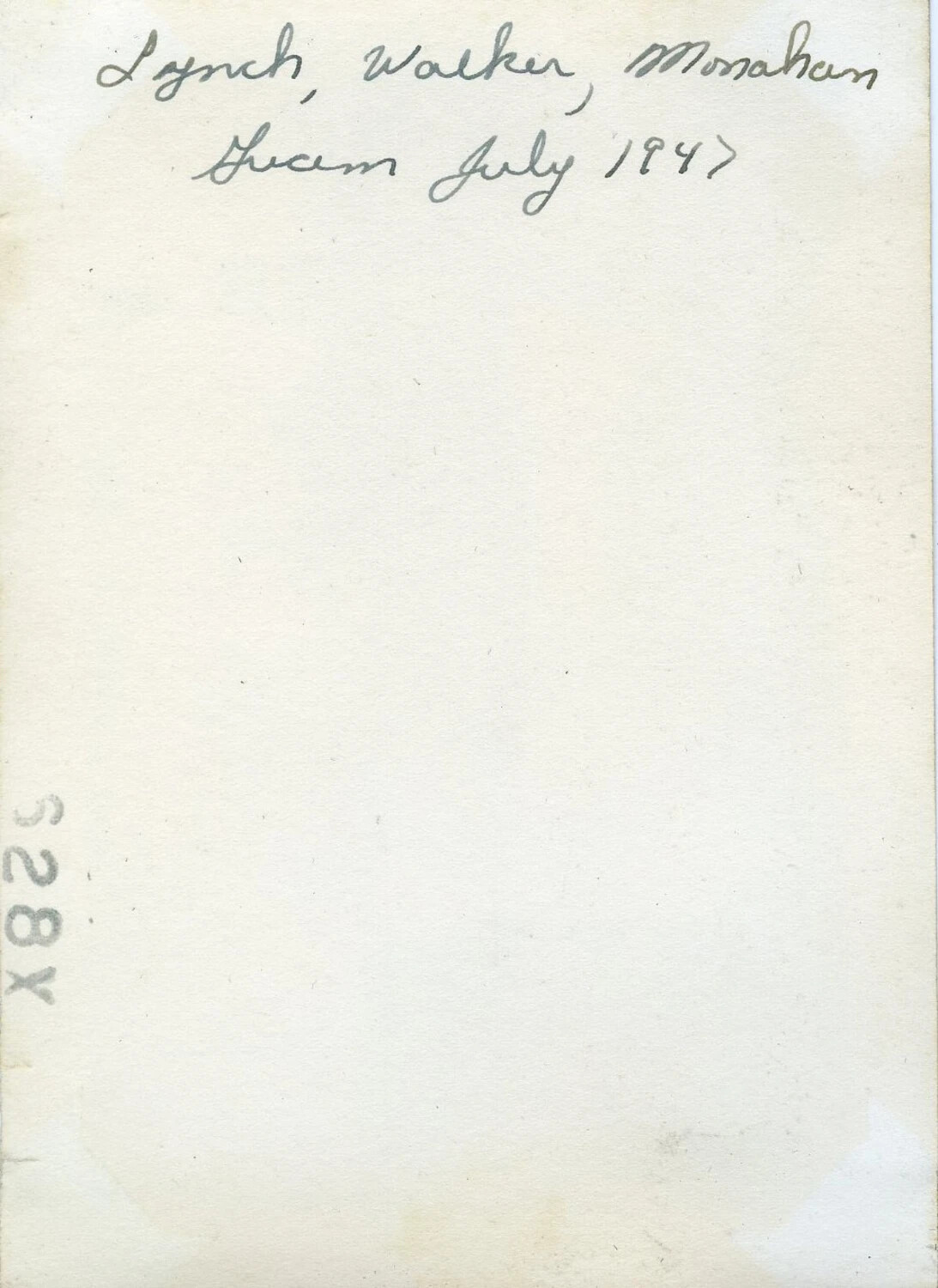Verso of Photograph with Handwritten Caption: Lynch, Walker, Monahan — Guam, July 1947