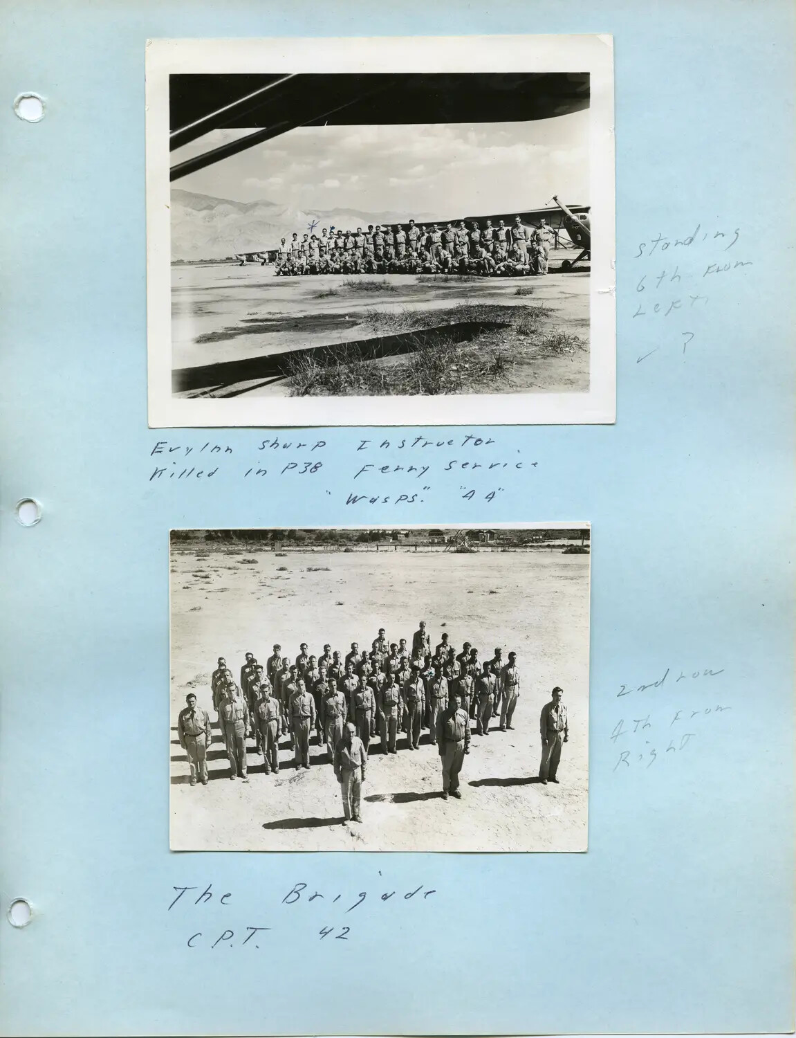 CPT Class of 1942 at a Desert Airfield, with Instructor Evelyn Sharp