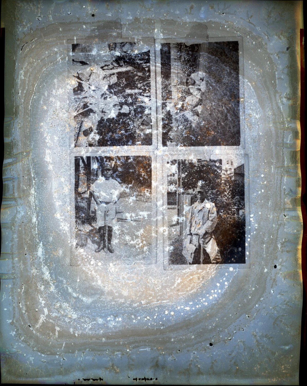 Deteriorated Photo Sheet with Four Contact Images, Captured Japanese Reconnaissance Materials, CBI Theater