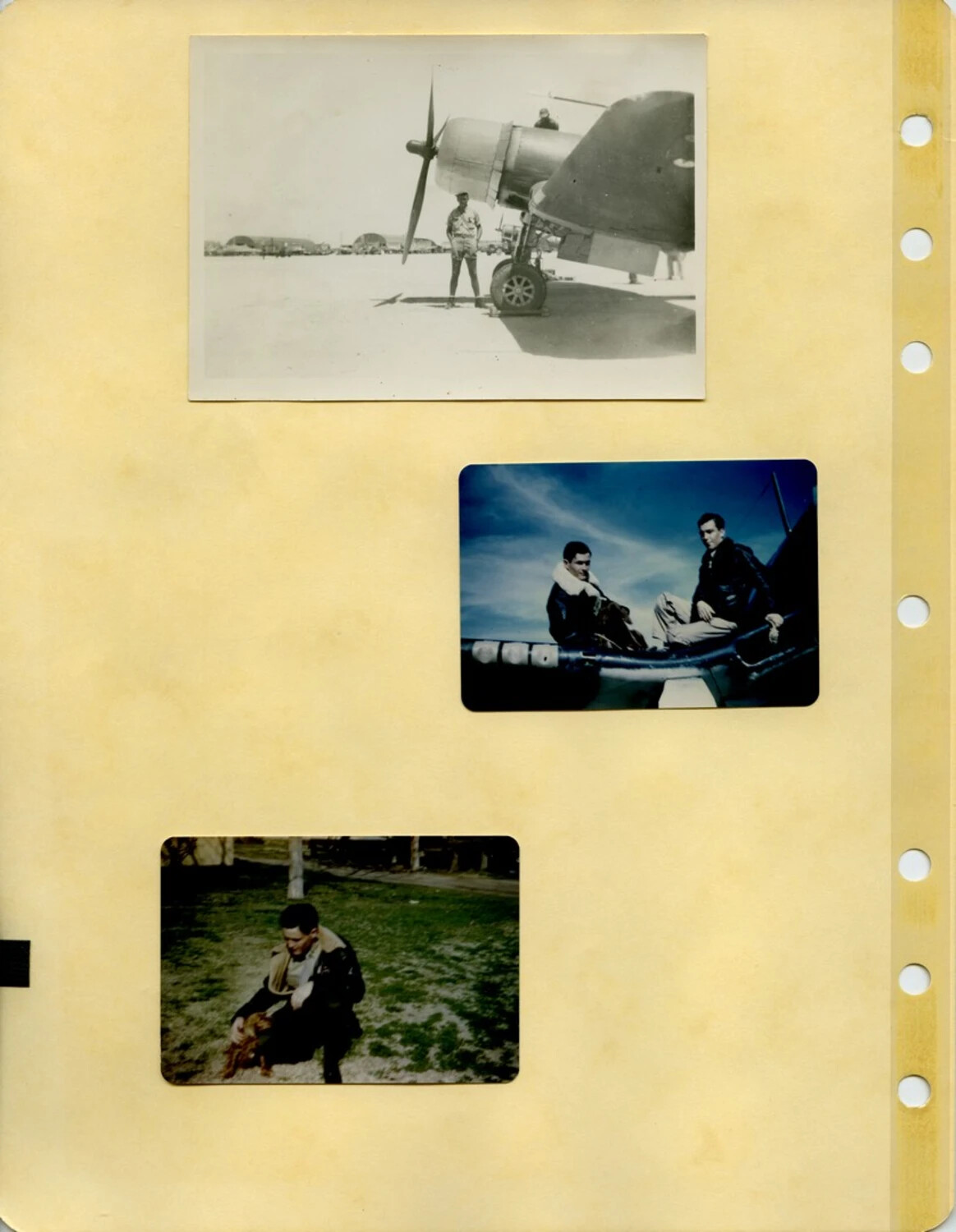 Photo Album Page: Aircraft Ground Crew, Aircrew Portraits, and Off-Duty Moment, Pat McAleer WWII Collection
