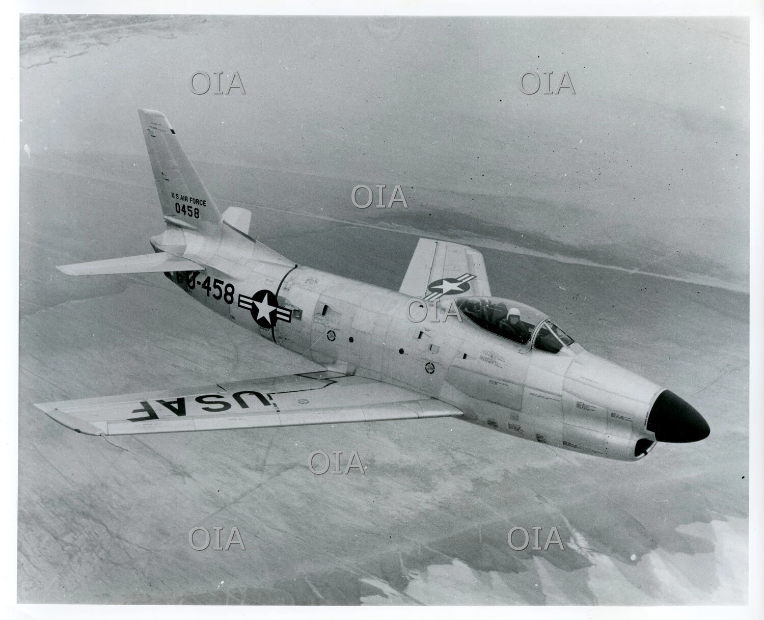 USAF F-86D Sabre Dog Interceptor in Flight, Tail No. 0458
