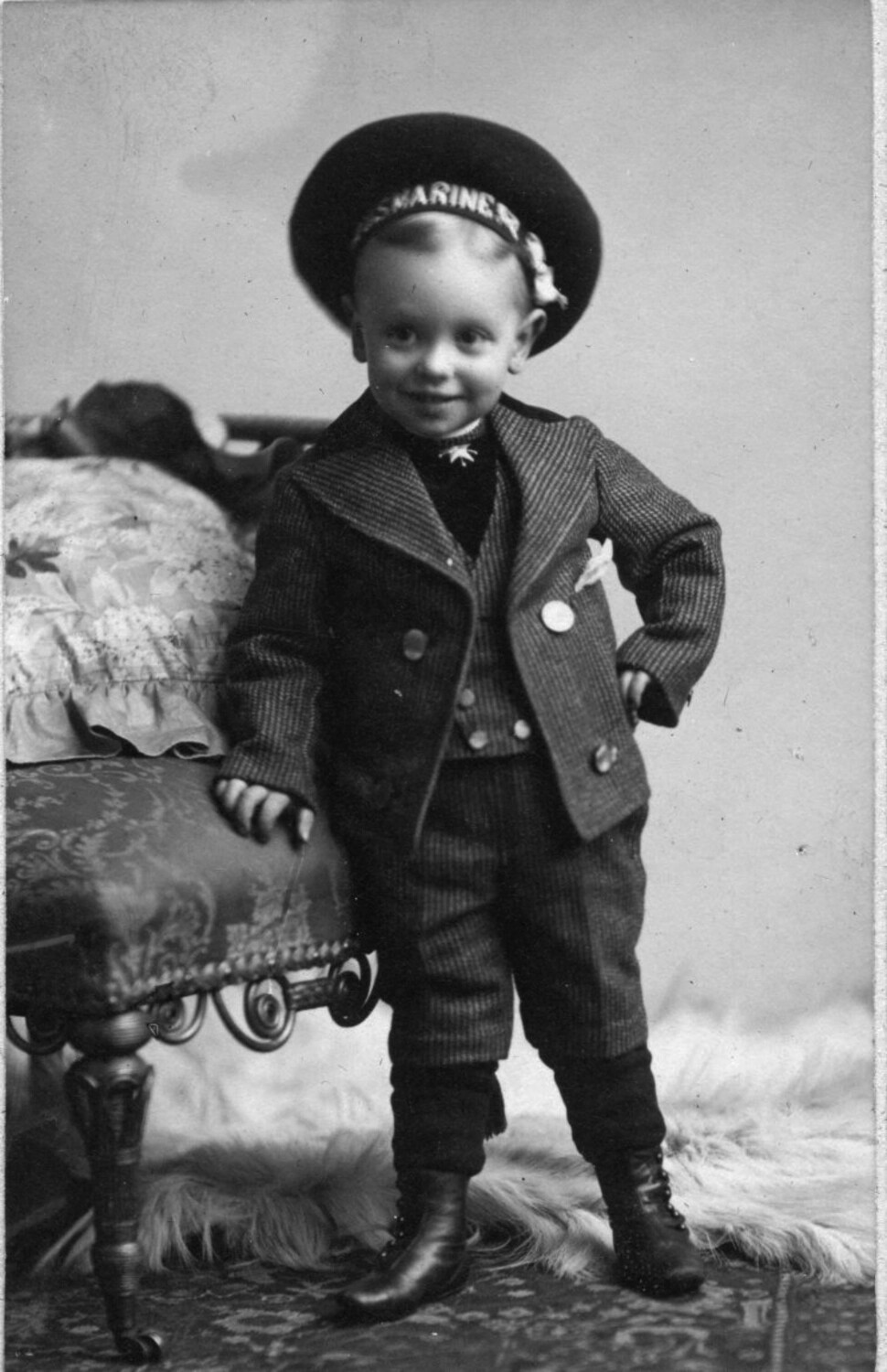 Studio Portrait of a Young Boy in Sailor-Style Suit and Cap, Late 19th/Early 20th Century