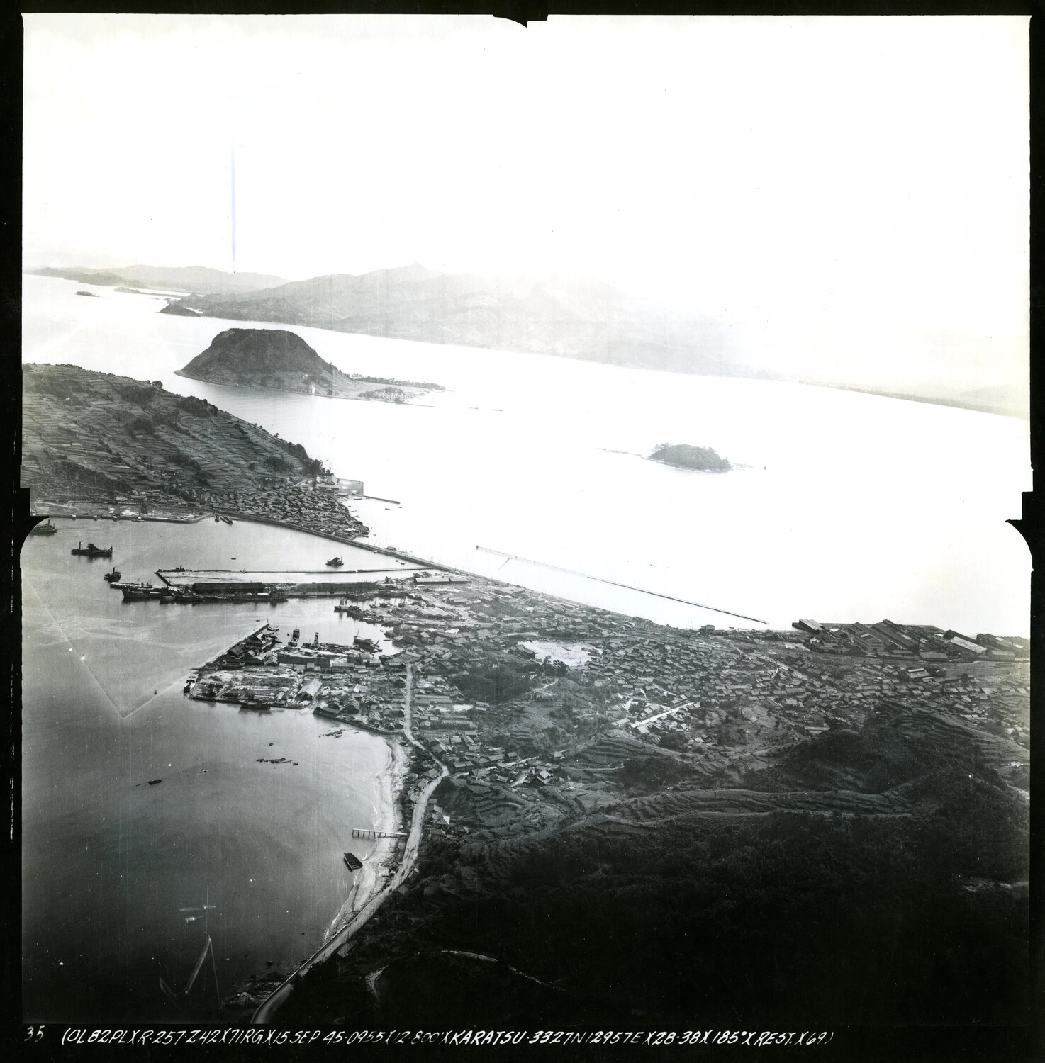 Aerial Reconnaissance Photograph of Karatsu, Kyushu, Japan, 15 September 1945