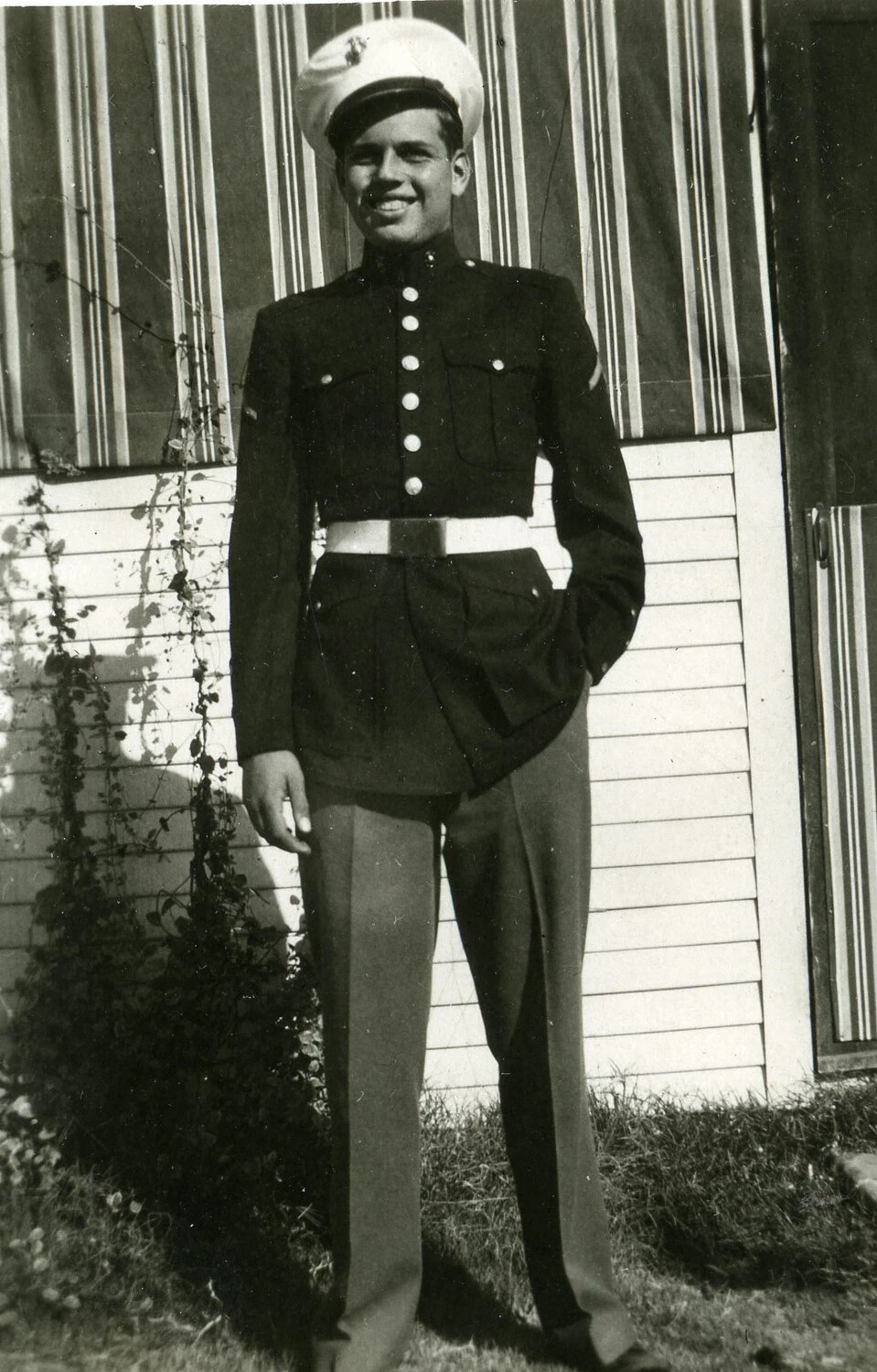 Portrait of a U.S. Marine in Dress Uniform, WWII Era
