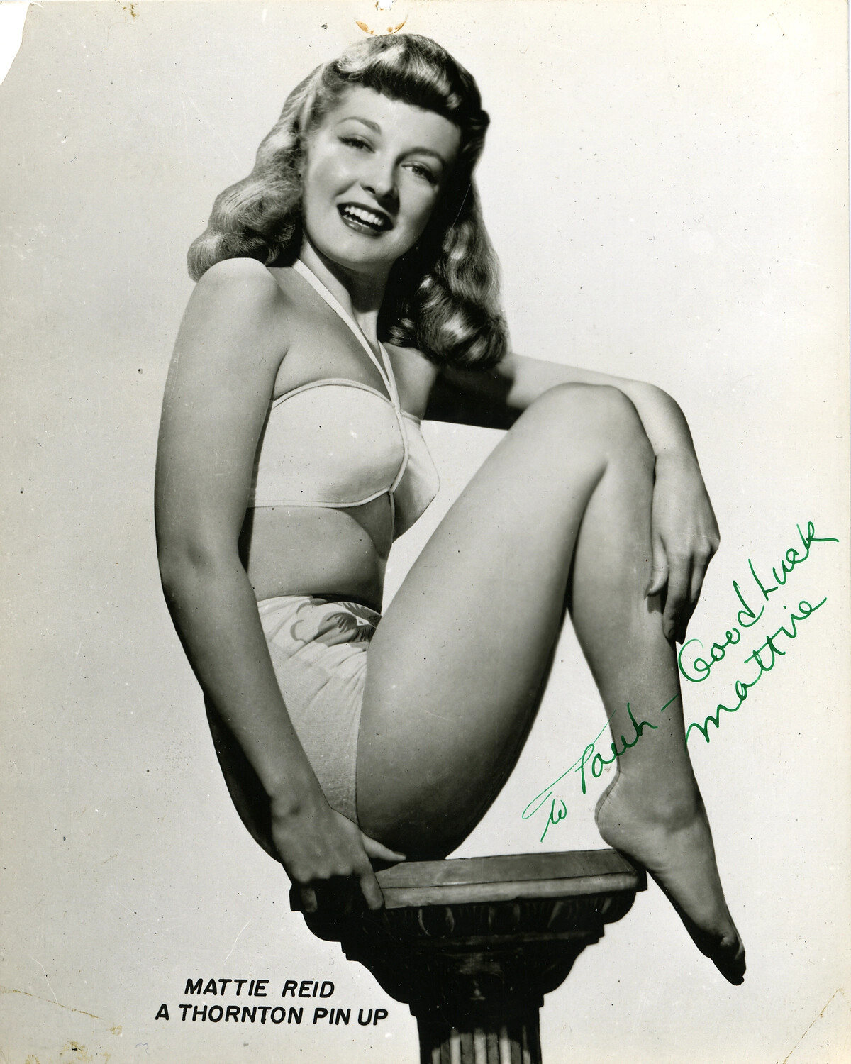 Studio Pinup Photograph of Mattie Reid, 'A Thornton Pin Up' (Walter Thornton Model Agency)