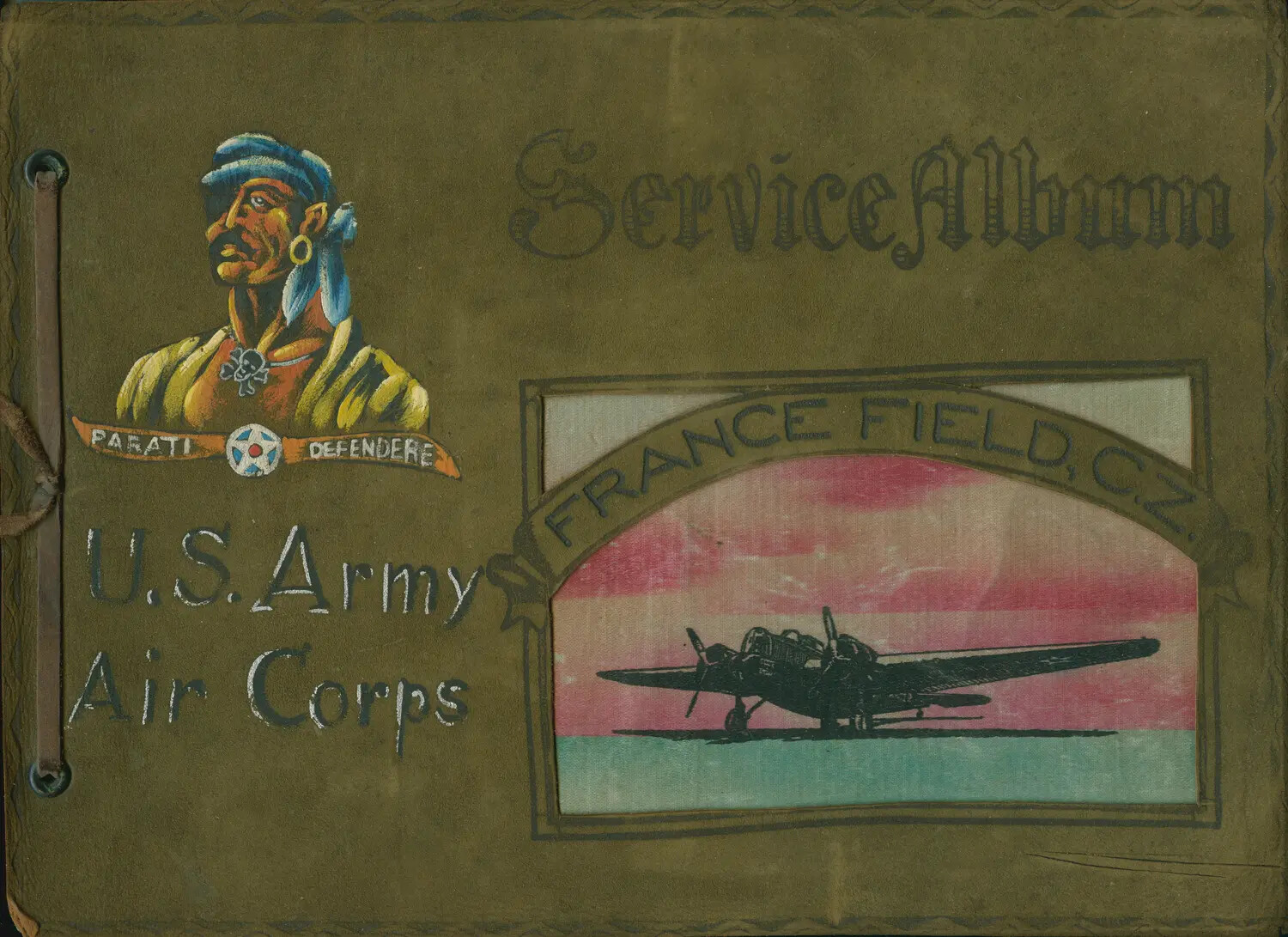 Hand-Decorated 'Service Album' Cover, U.S. Army Air Corps, France Field, Panama Canal Zone, WWII Era