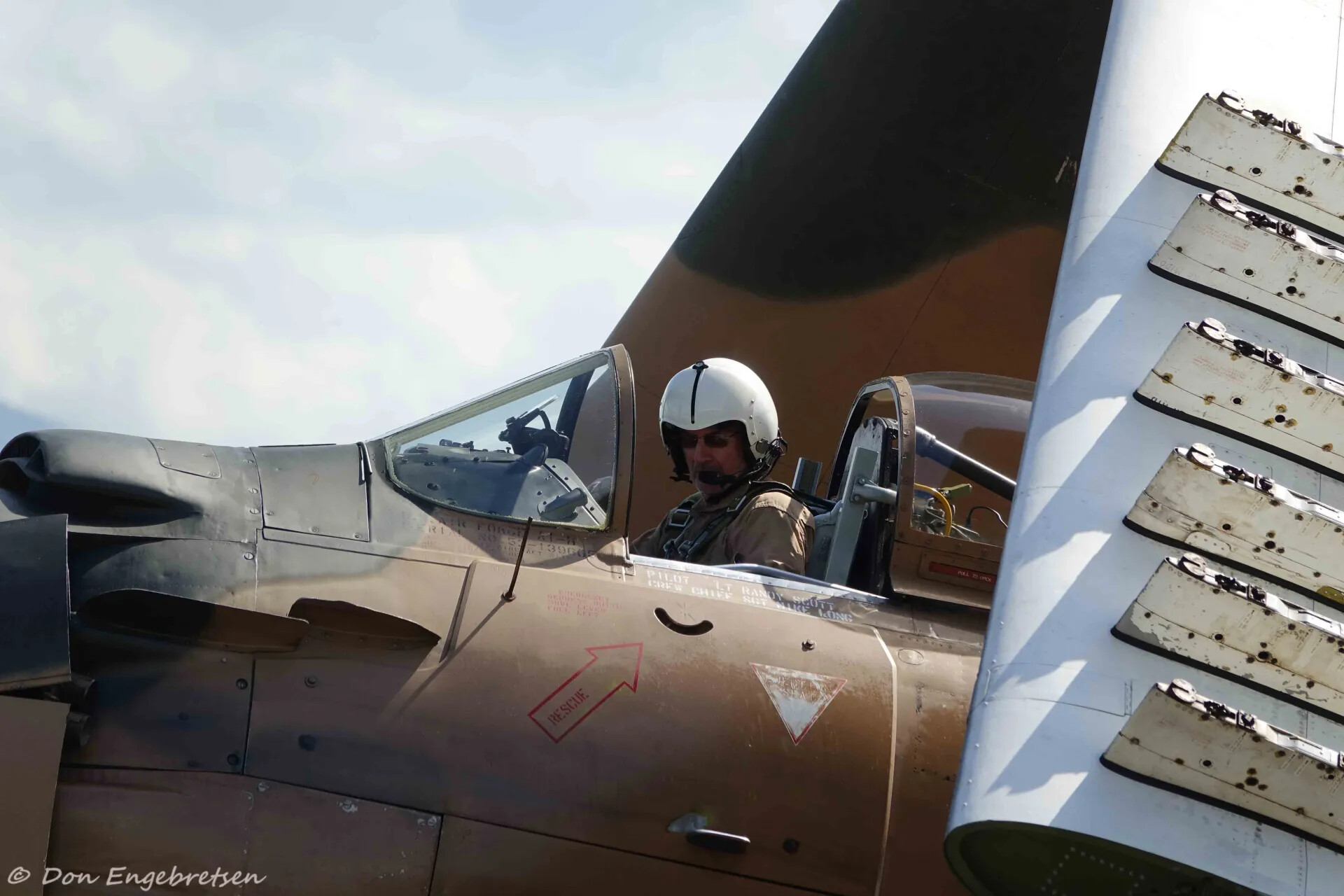 Pilot in Cockpit of Restored A-1 Skyraider, Warbird Airshow Event, 2019