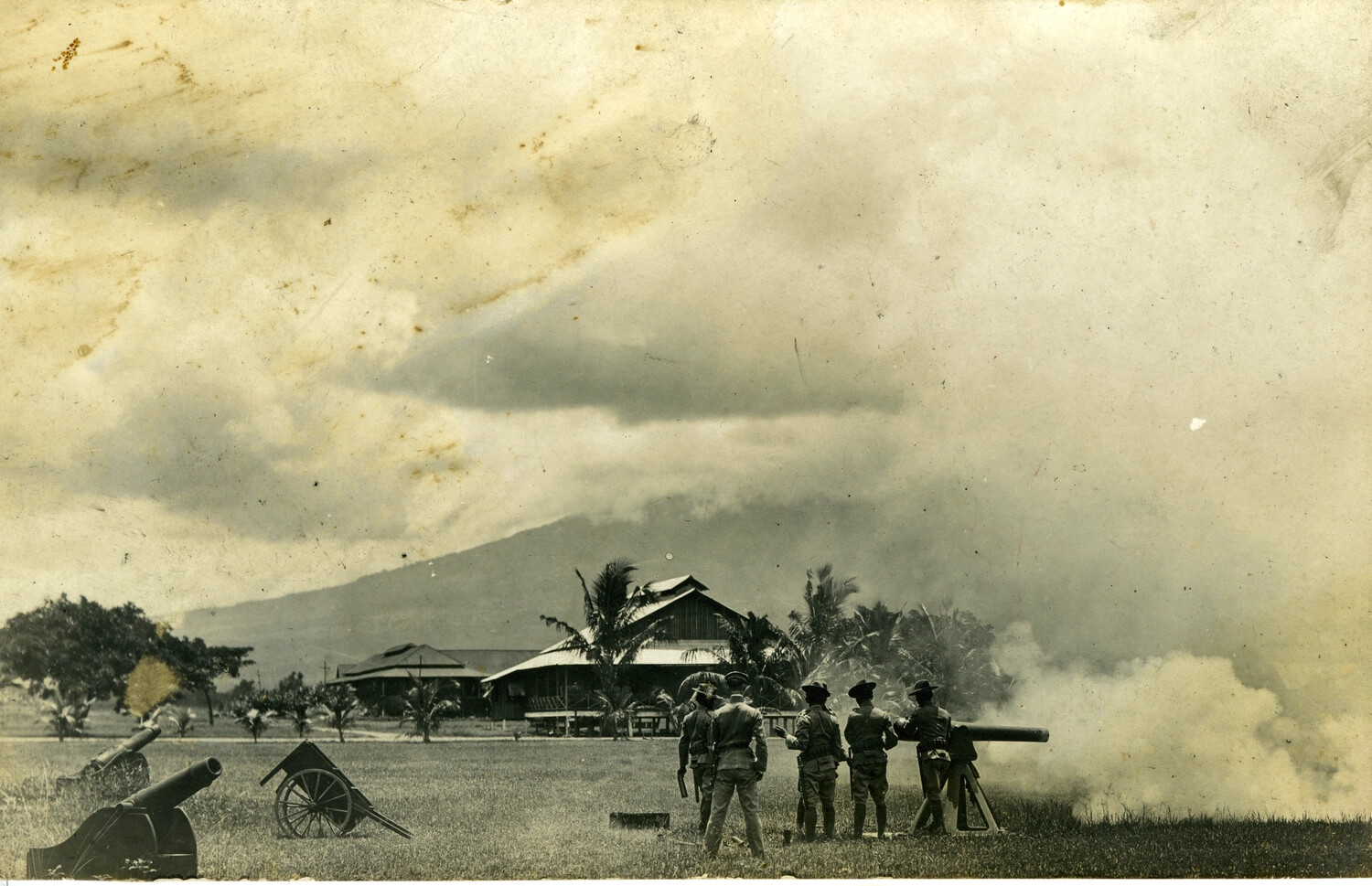 Artillery Firing Demonstration at Garrison, Philippines — Early 1900s