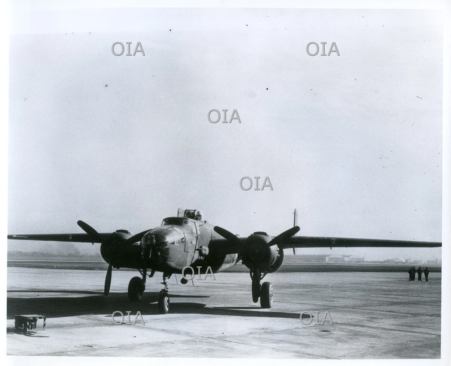 Douglas A-26 Invader Twin-Engine Attack Bomber on Airfield Ramp, Head-On View