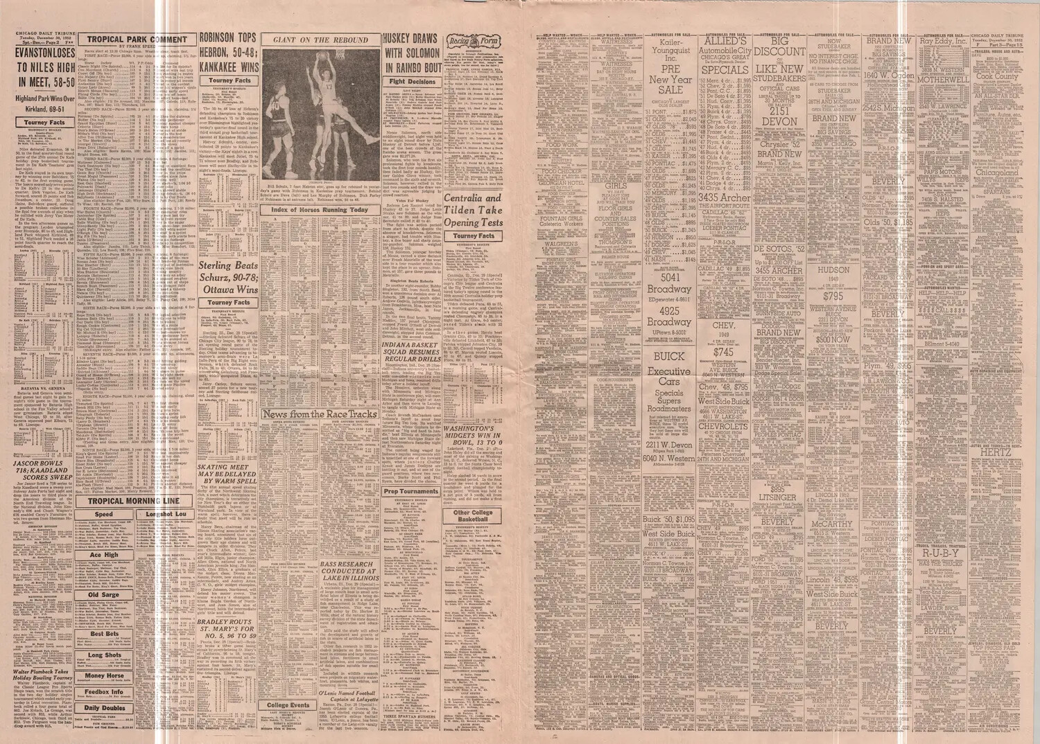 Chicago Daily Tribune, Sports/Business Section, December 30, 1952