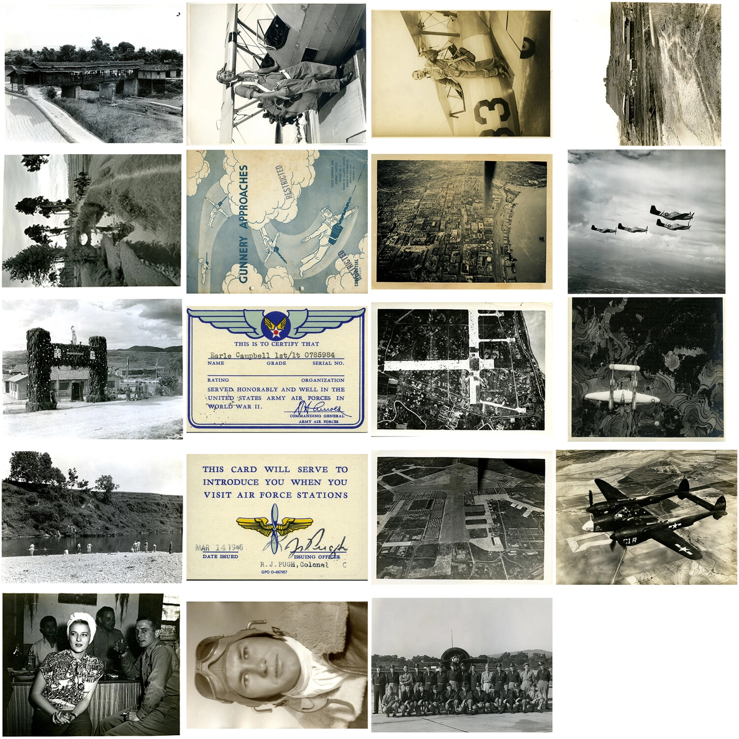 Contact Sheet 010: WWII Service Certificate of 1st Lt. Earle Campbell and CBI Theater Photographs