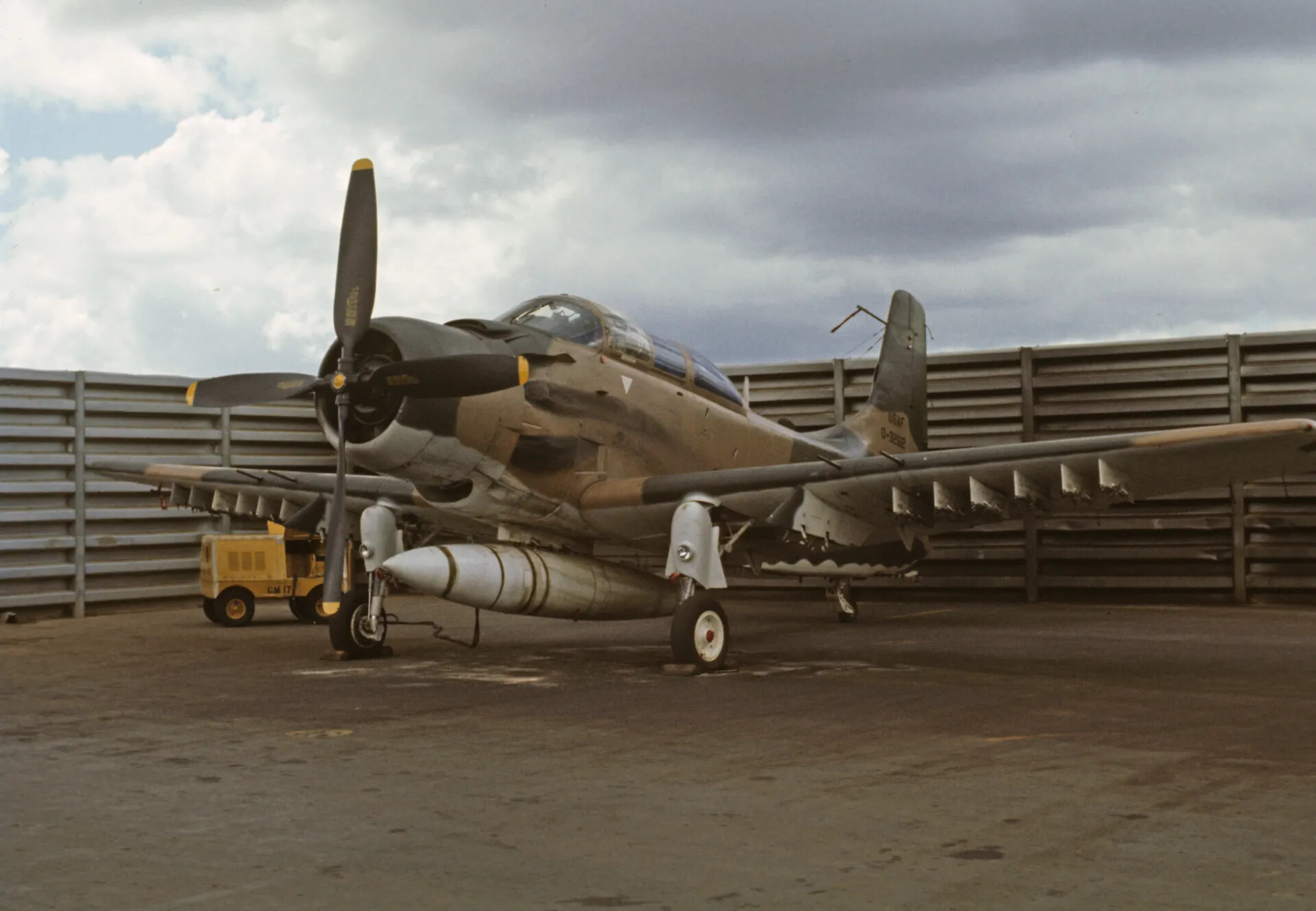 Armed A-1 Skyraider Parked in Blast-Wall Revetment
