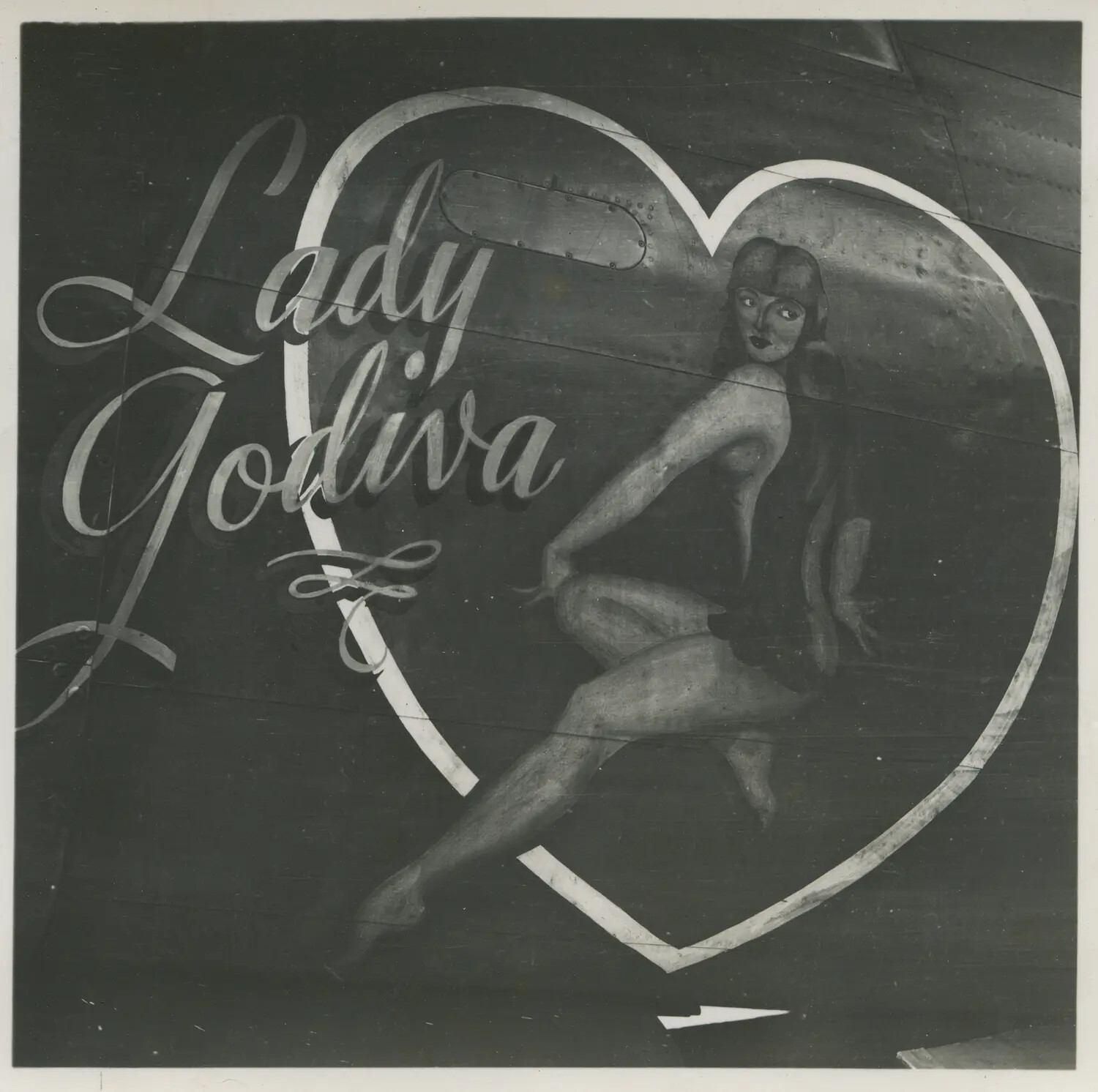 Nose Art "Lady Godiva" on 312th Bomb Group Aircraft Fuselage, WWII
