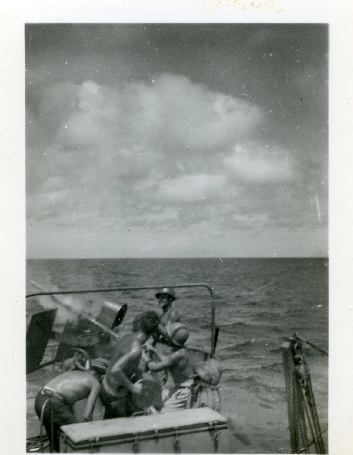 U.S. Navy Gun Crew at a 20mm Oerlikon Anti-Aircraft Mount, Pacific Theater, WWII