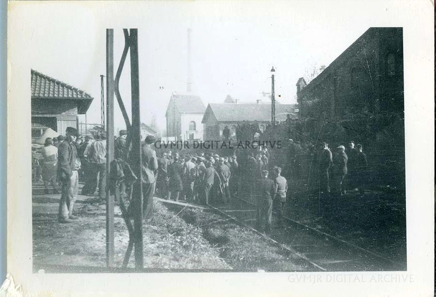 Crowd of Displaced Persons at Rail Depot, Western Europe, WWII
