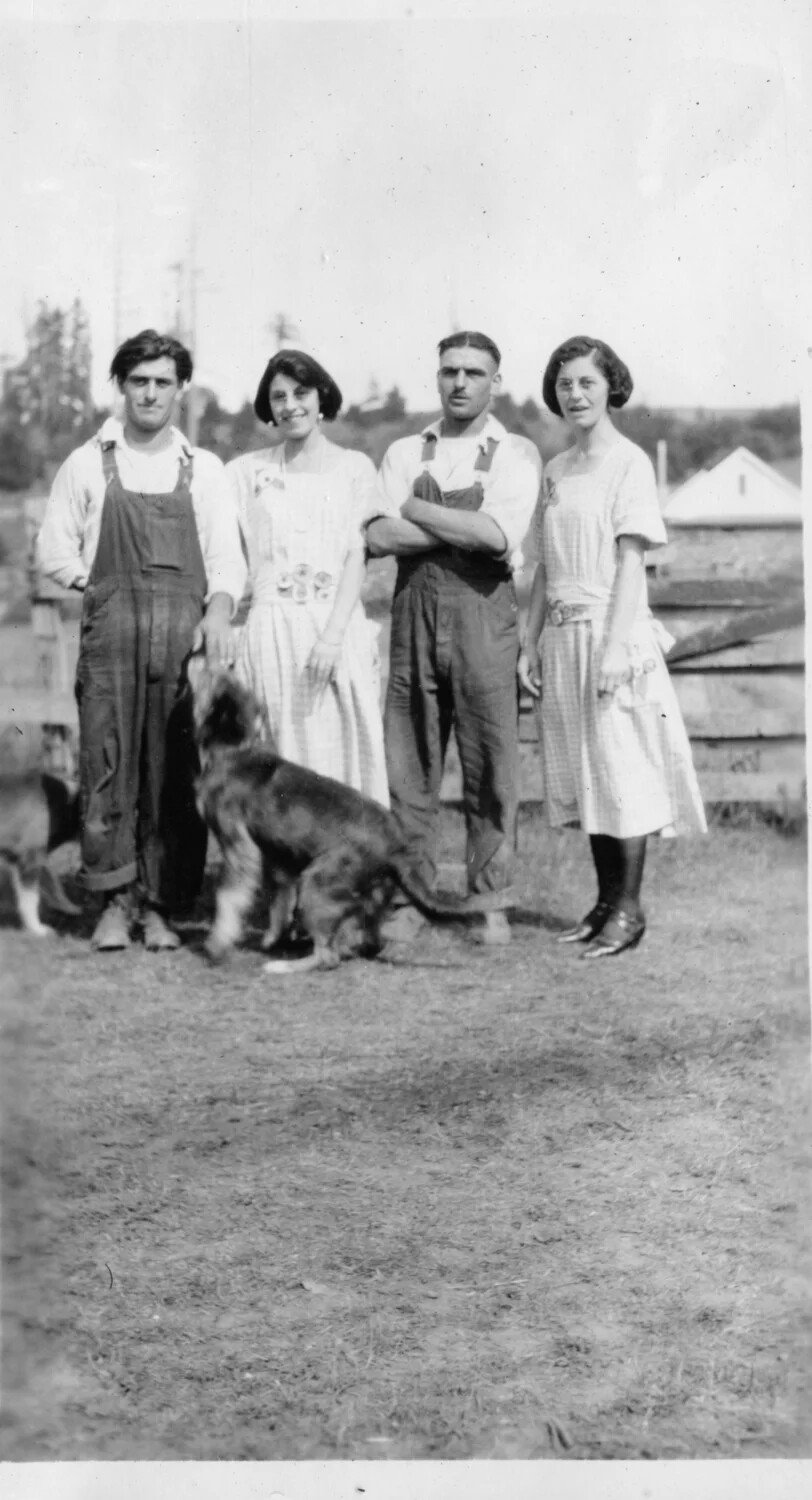 Two Couples on a Farm Property, Family Photo Album, c. 1920s