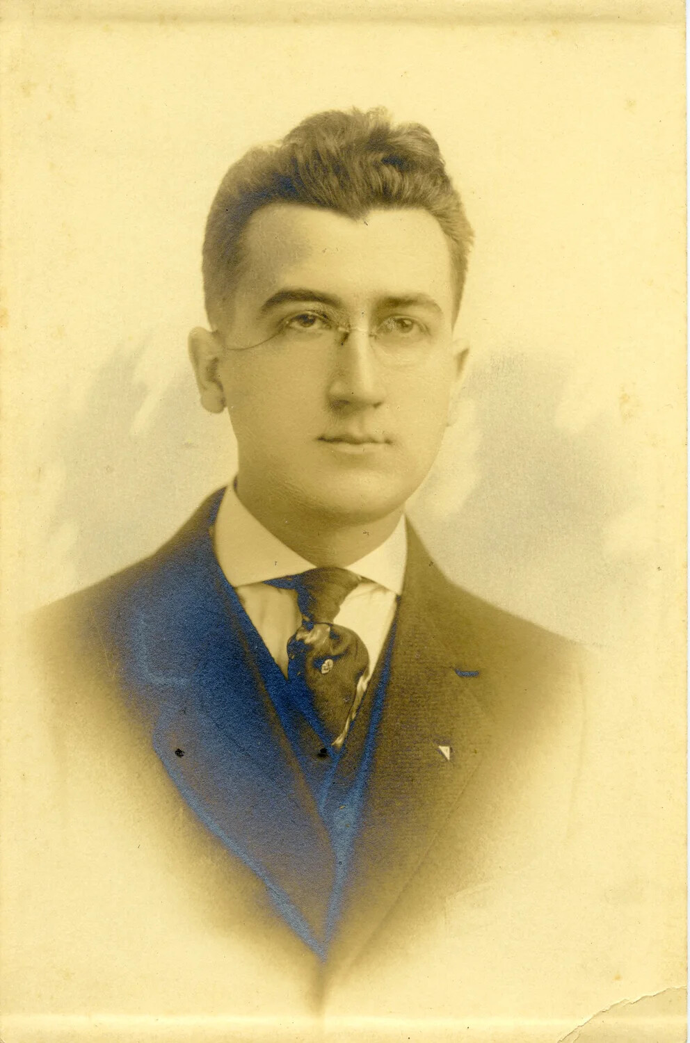 Hand-Tinted Studio Portrait of a Young Man, Identified as Dr. Marsh Boyd, Early 20th Century