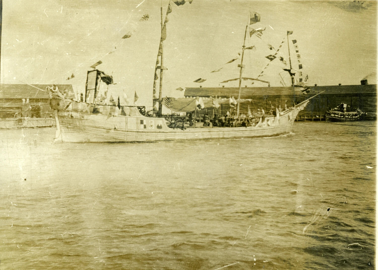 Decorated Vessel with Signal Flags in Philippine Harbor, Early 1900s