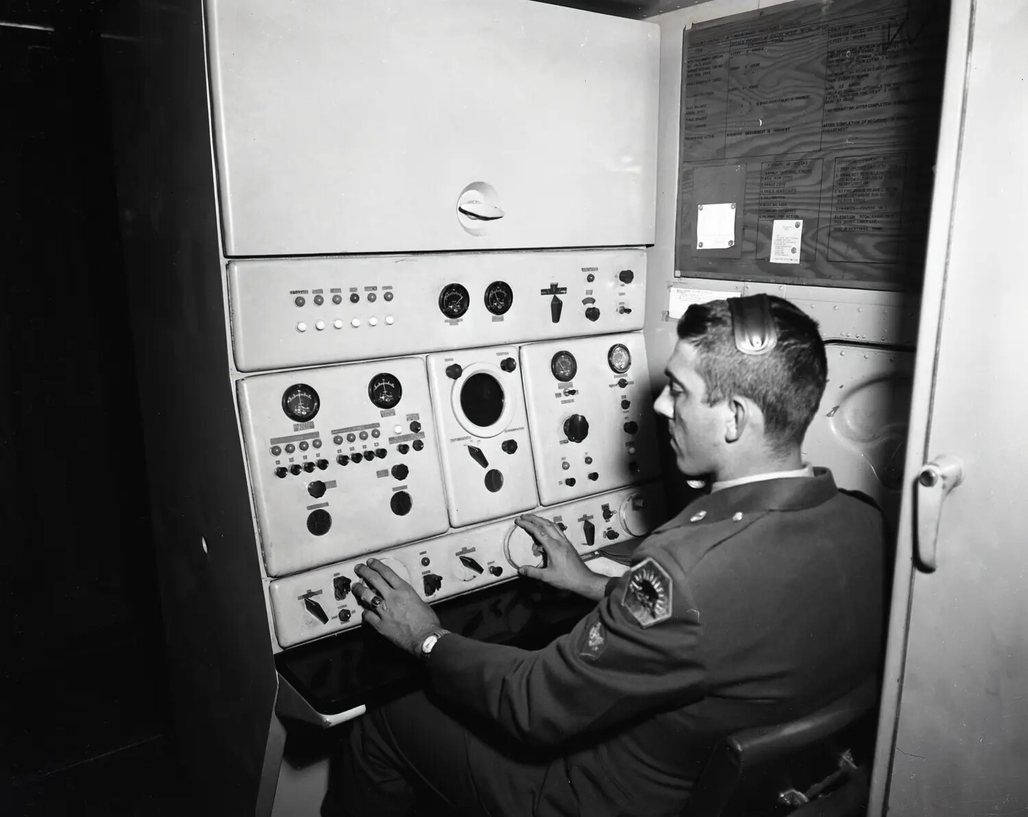 National Guard Serviceman at Electronic Fire-Control Console