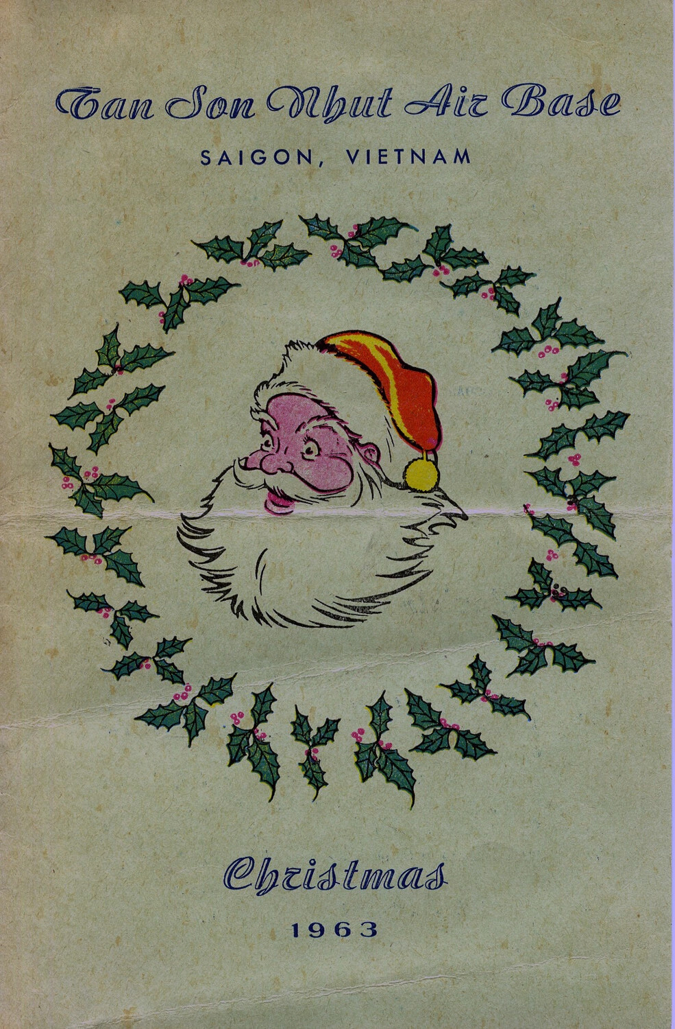 Tan Son Nhut Air Base Christmas Card/Menu Cover, Saigon, Vietnam, 1963