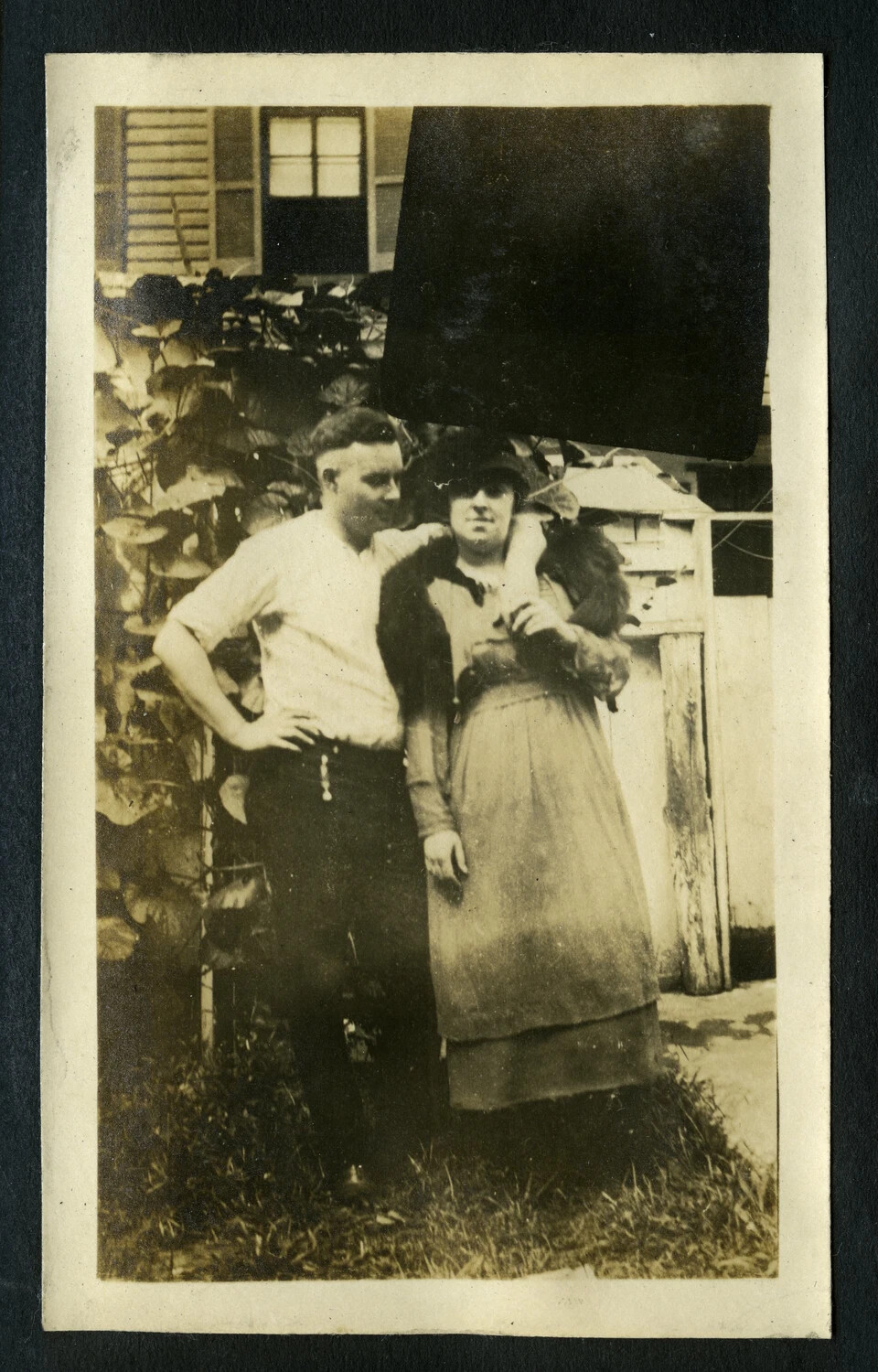 Informal Backyard Portrait of a Couple, 1920s (NY Police/WWI France Family Album)