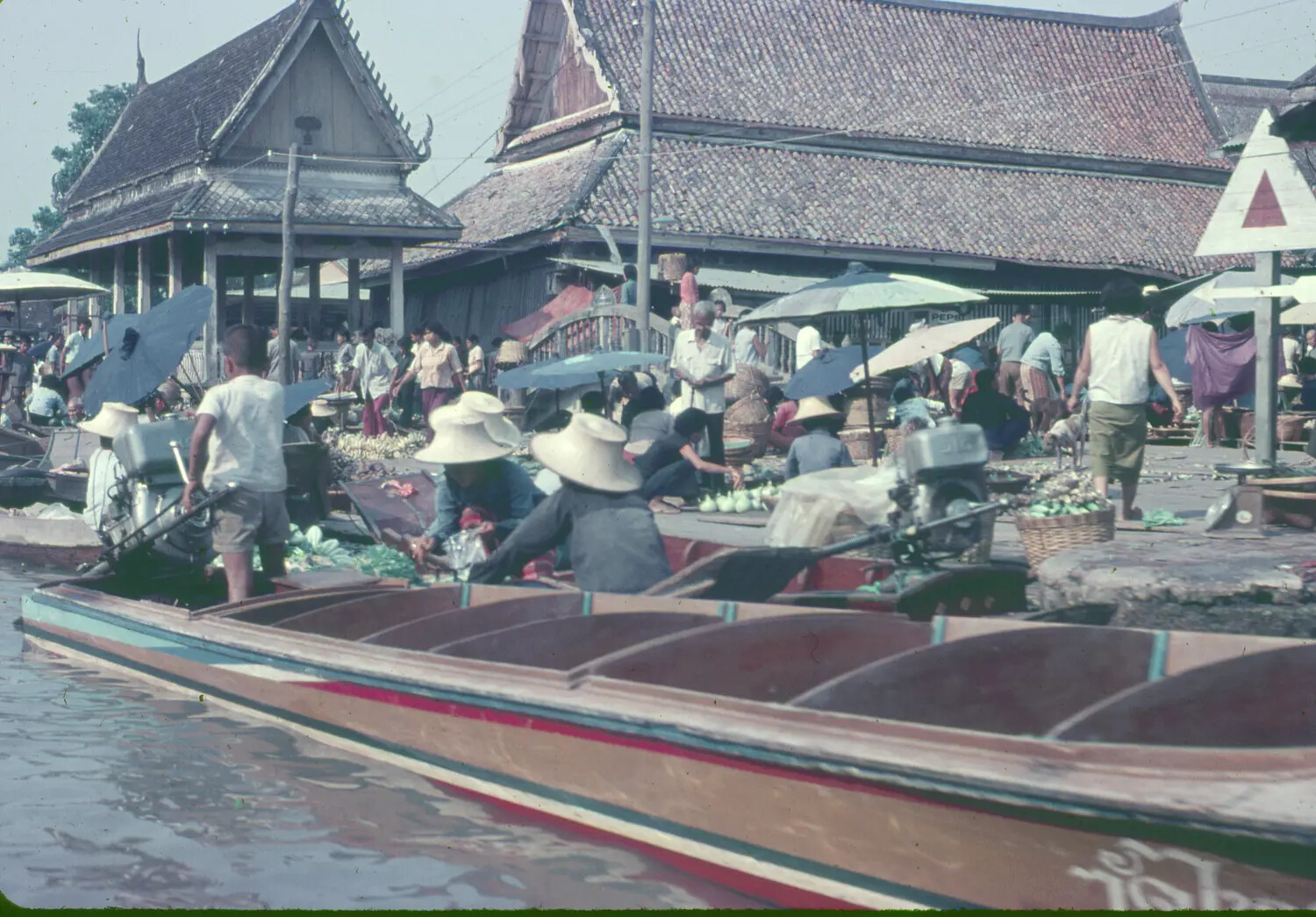Floating Market Scene, Likely Thailand, circa 1965