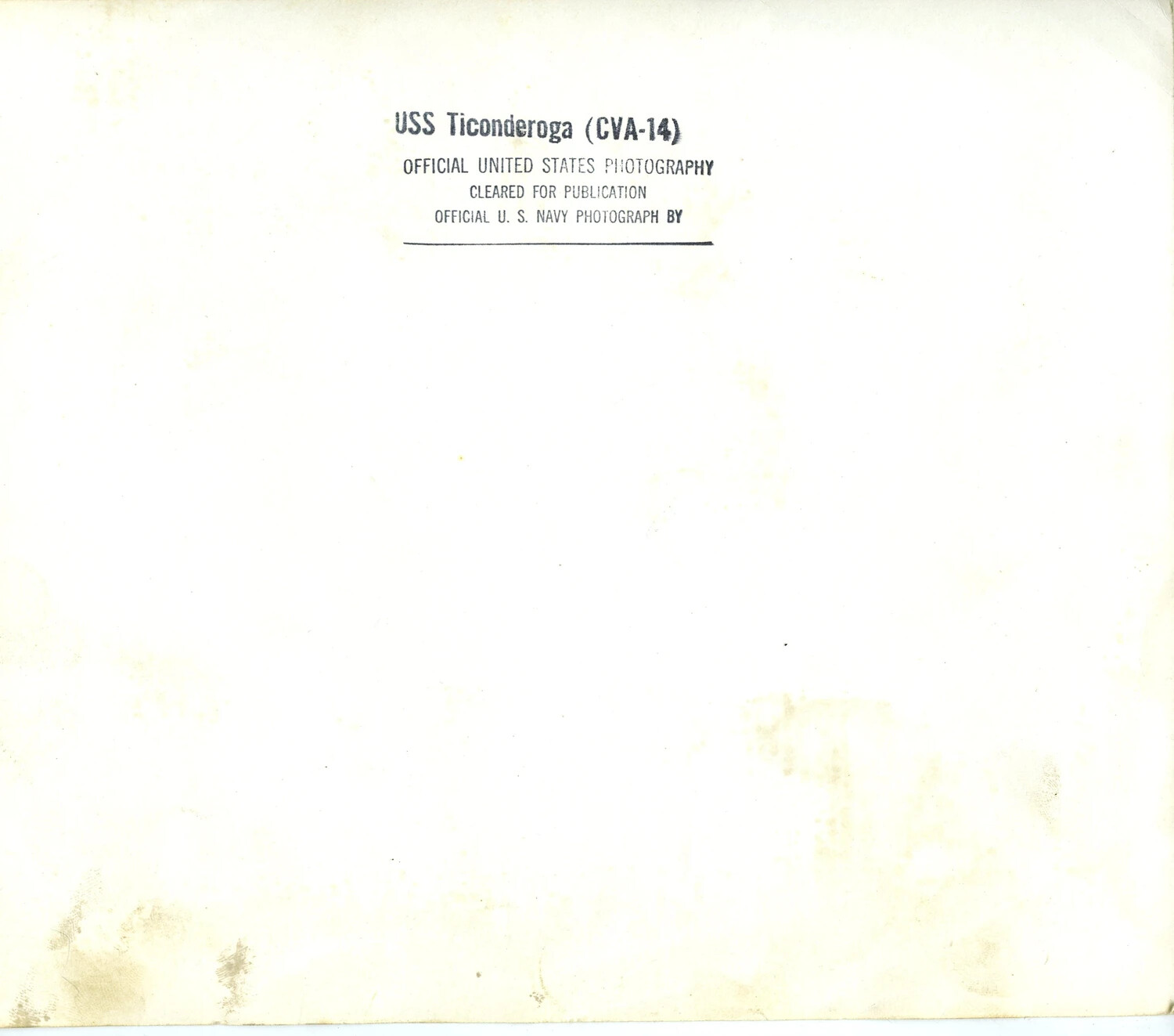 Verso of Official U.S. Navy Press Photograph, USS Ticonderoga (CVA-14), Vietnam War Era