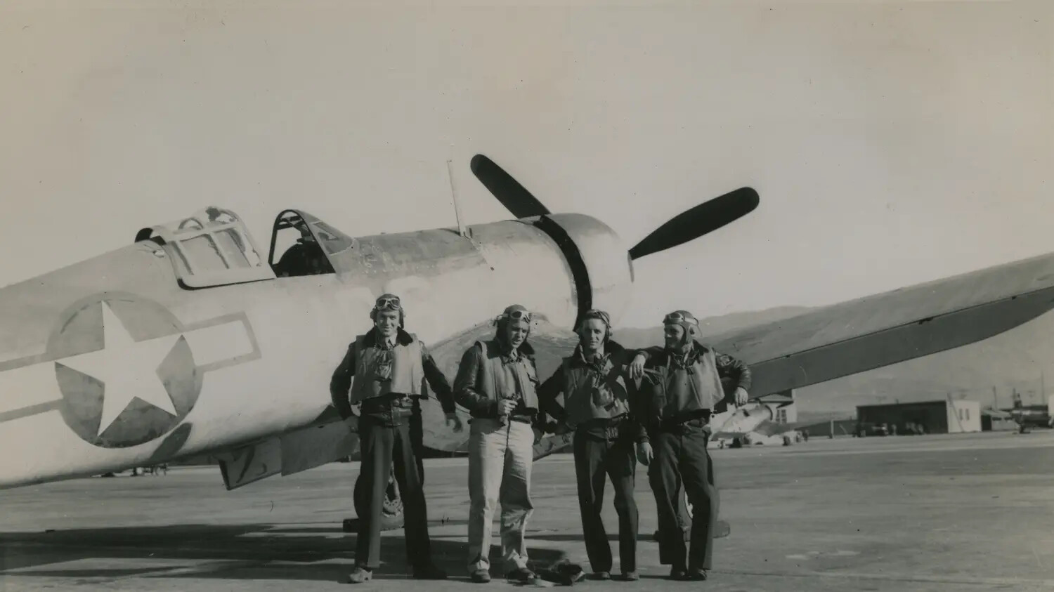 Four U.S. Navy Aviators Beside SNJ Trainer Aircraft, Pat McAleer Collection