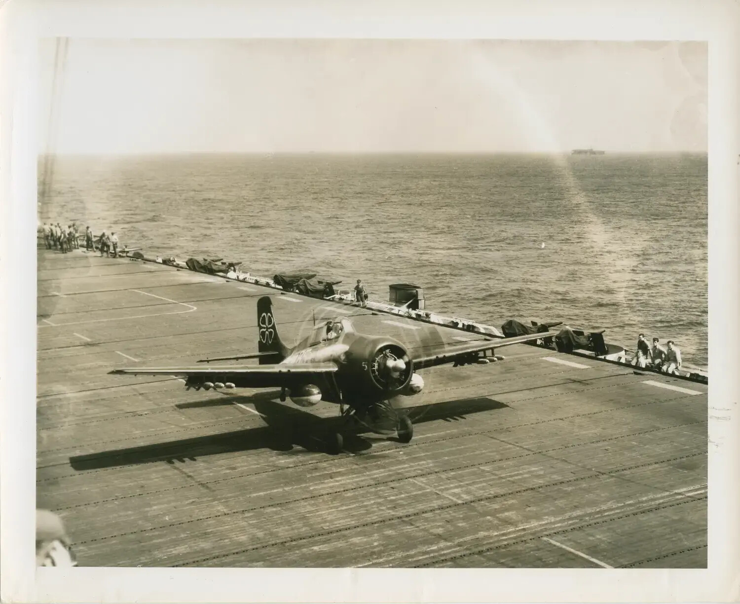 FM-2 Wildcat Fighter on Flight Deck, USS Petrof Bay (CVE-80), World War II