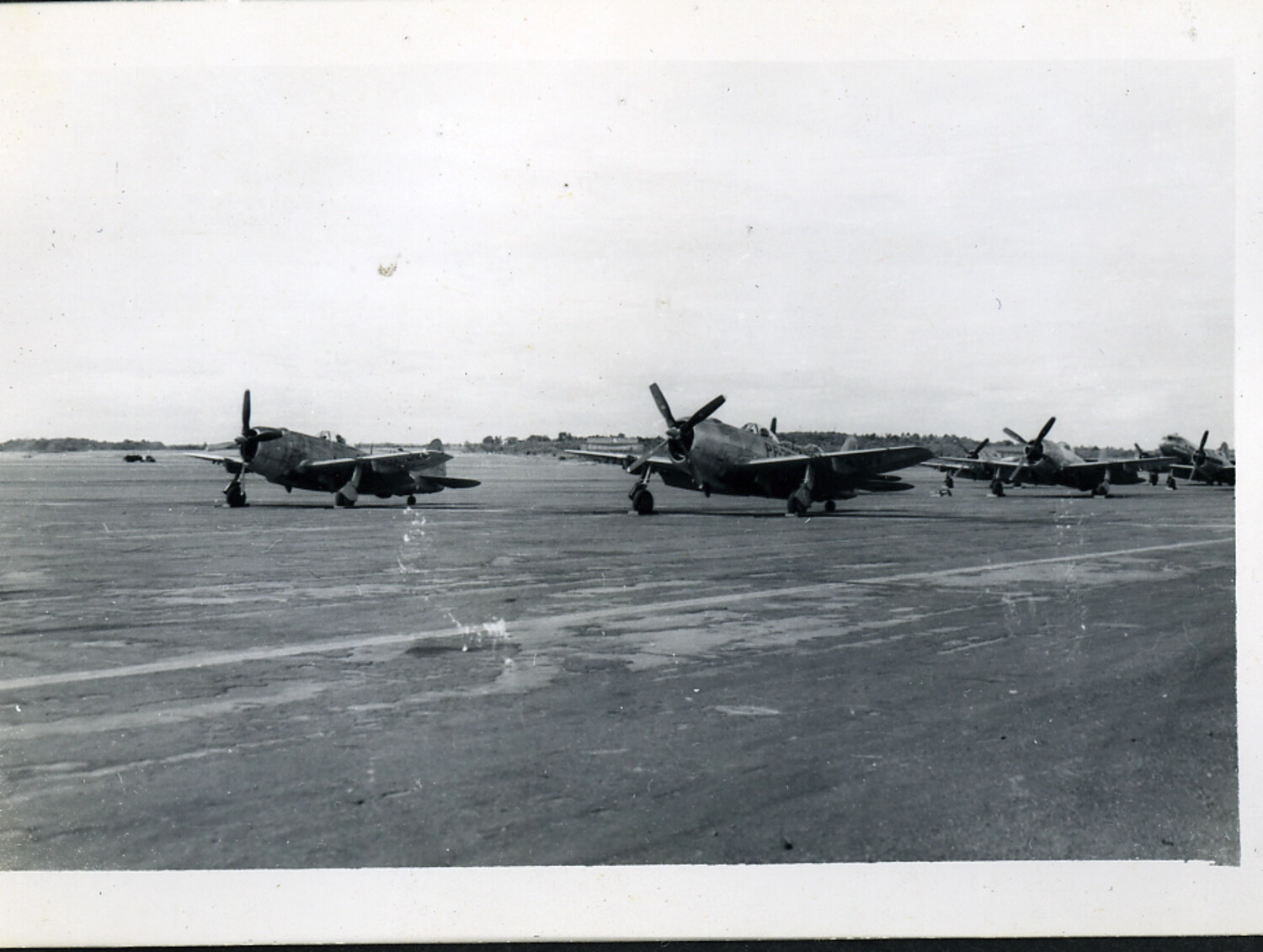 P-47 Thunderbolt Fighters on Airfield Flight Line, Postwar Occupation Base