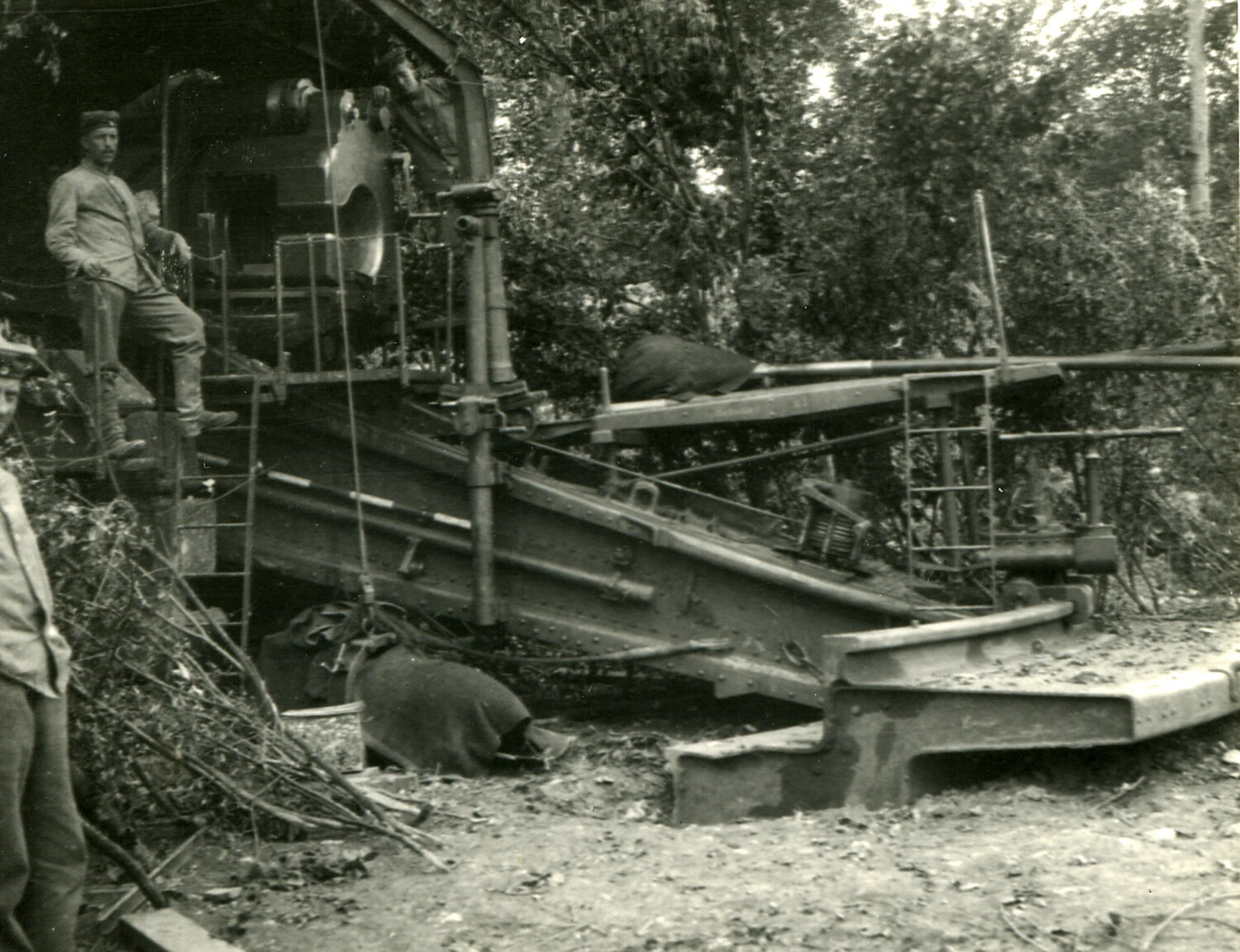 German Heavy Artillery Piece in Wooded Emplacement, World War I