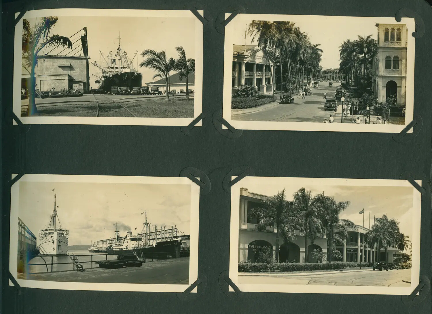 Panama Canal Zone Port and Street Scenes, WWII Photo Album Page (Cristobal/Colon)